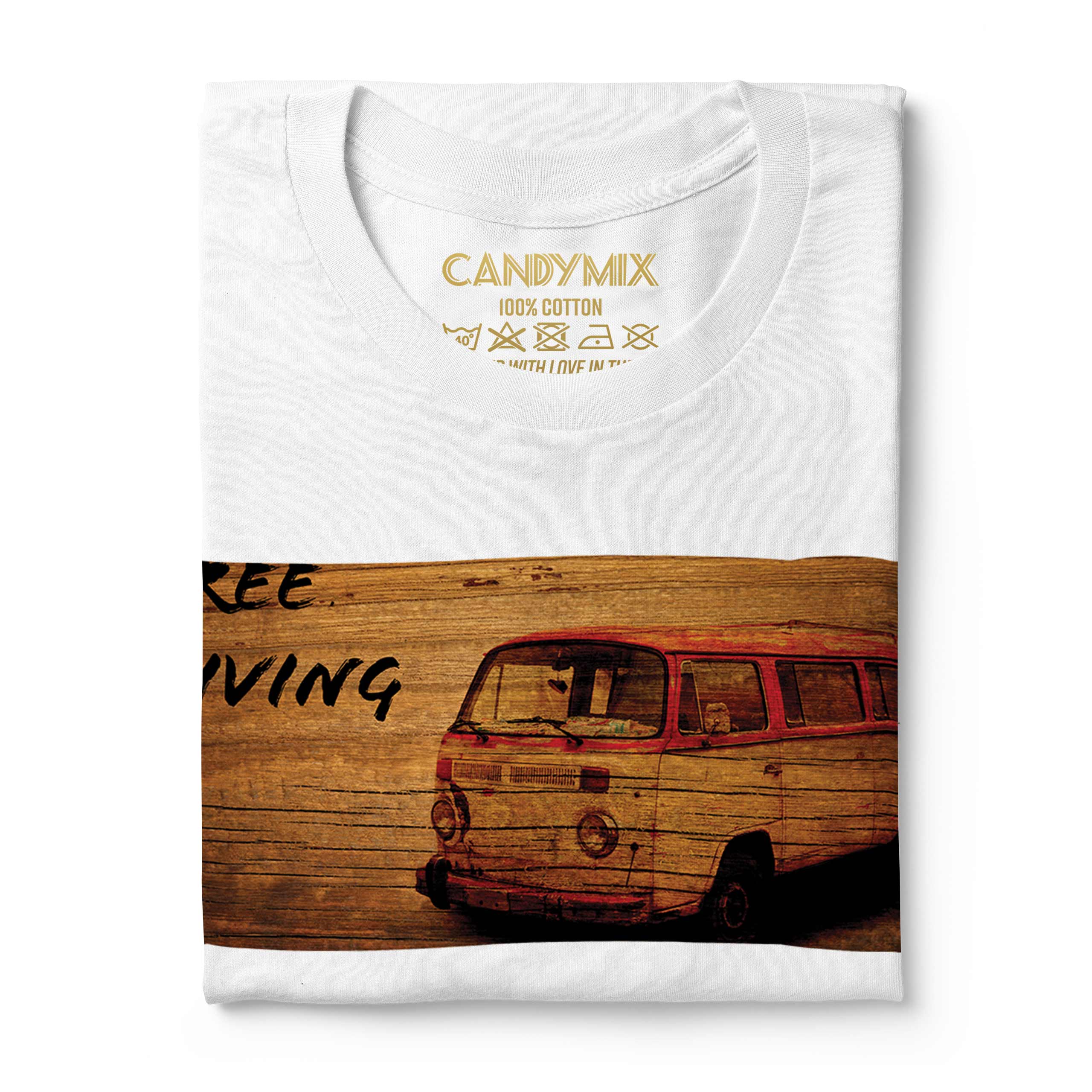 CAMPER VAN FREE LIVING MENS T-SHIRT TOP GIFT FOR FAN SUMMER OF LOVE PRINTED  | eBay