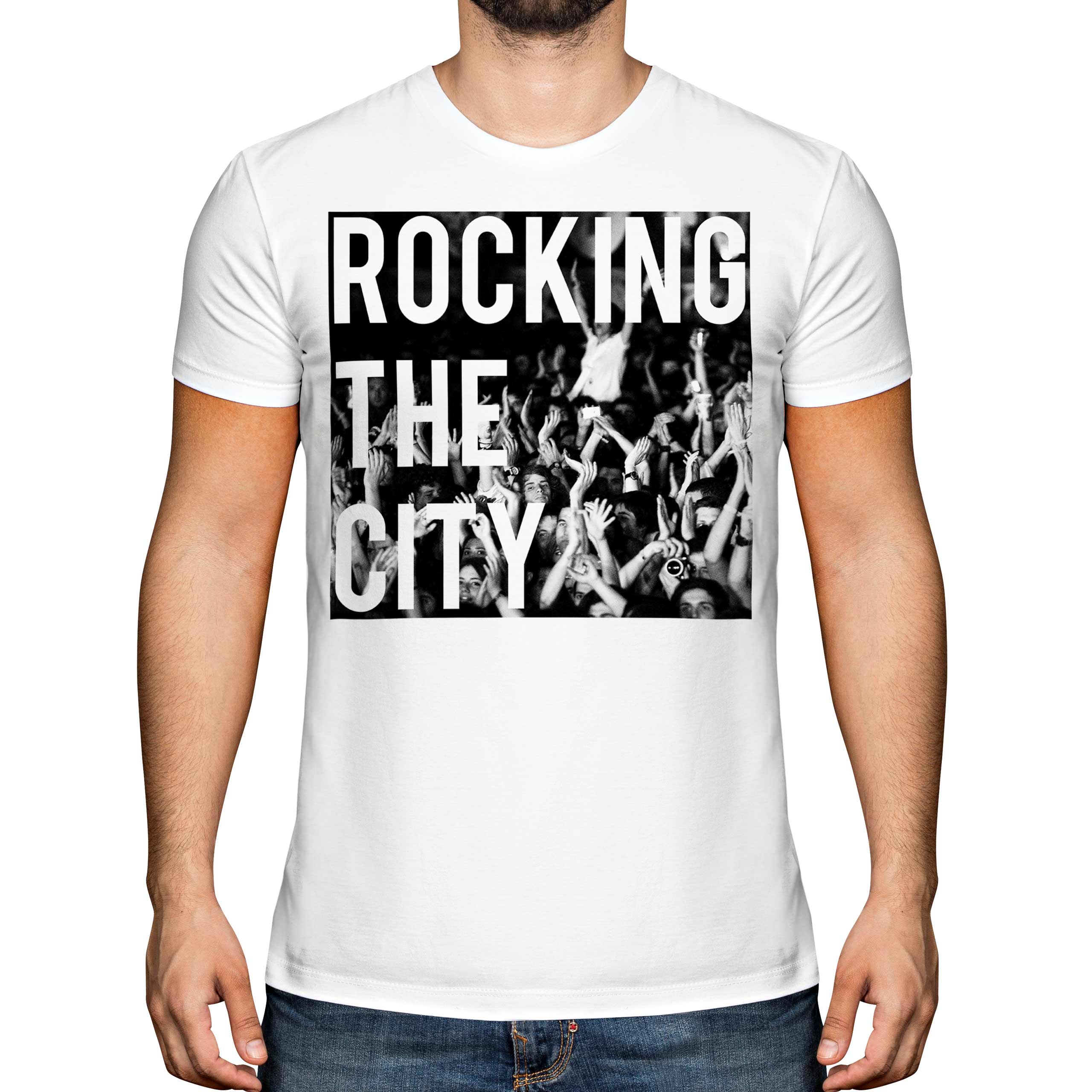 ROCKING THE CITY MENS FASHION PRINT T-SHIRT TOP FOR MUSIC LOVER ROCK FESTIVAL