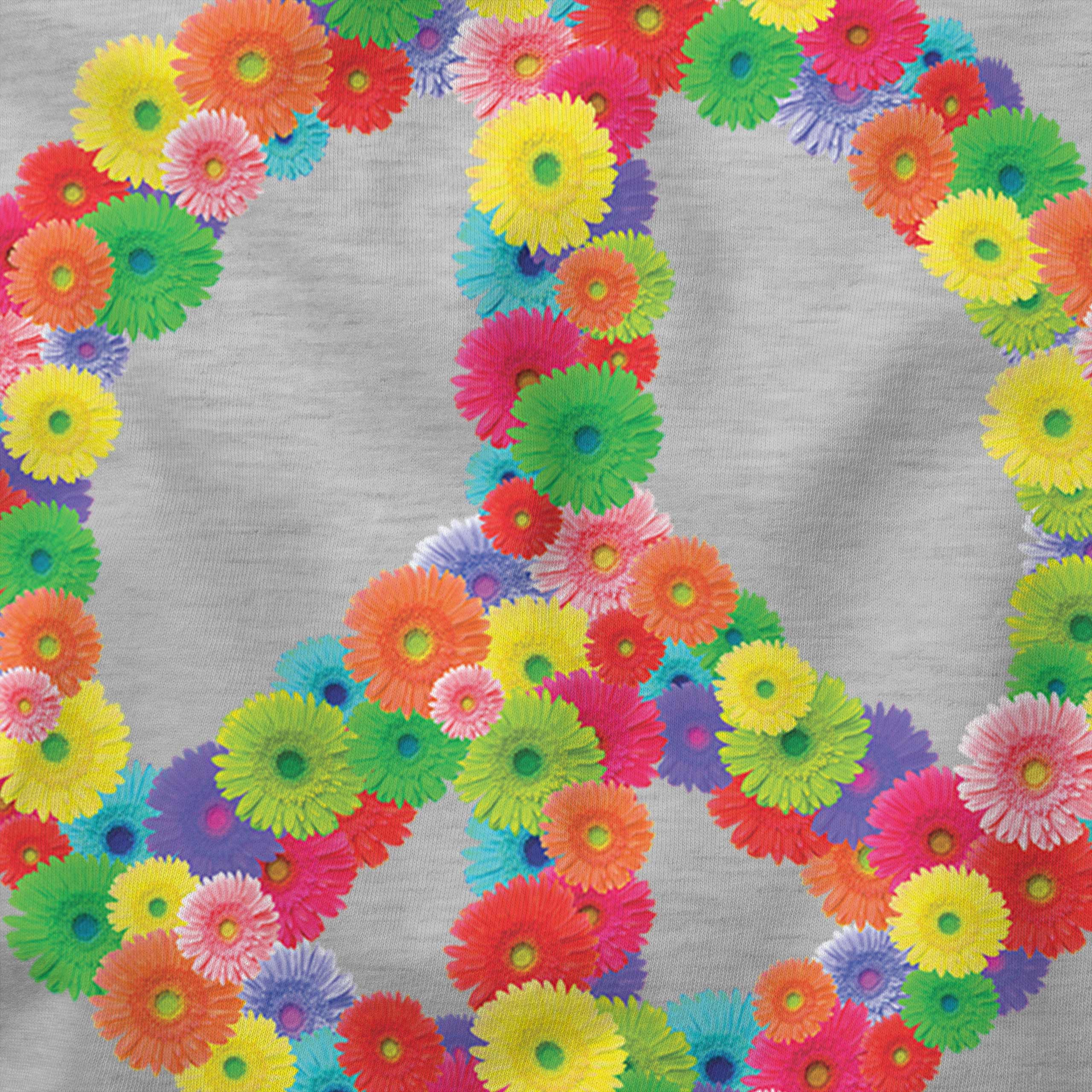 FLOWER POWER MENS FASHION PRINT T-SHIRT HIPPY HIPSTER CND SYMBOL PEACE BAN BOMB