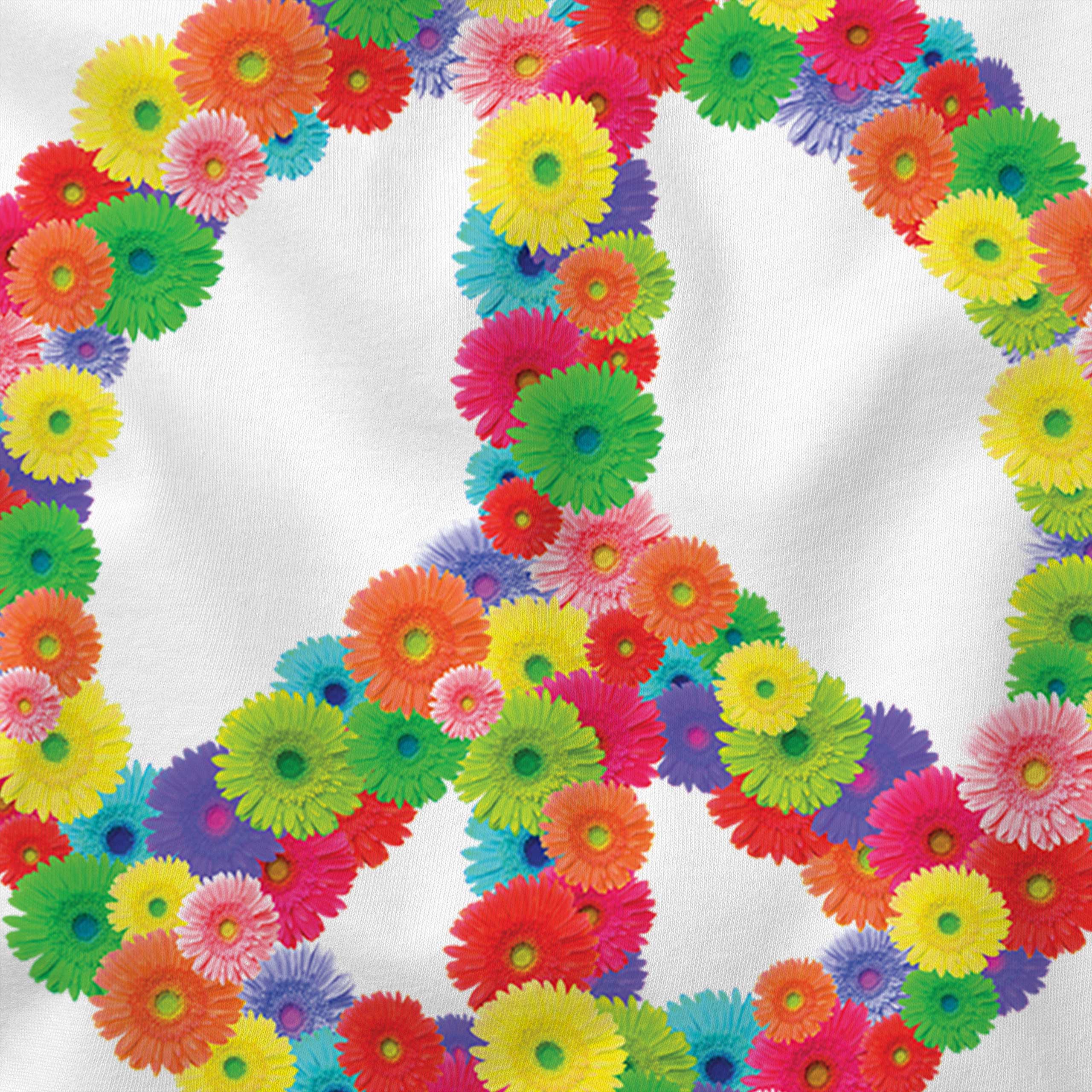 FLOWER POWER MENS FASHION PRINT T-SHIRT HIPPY HIPSTER CND SYMBOL PEACE BAN BOMB