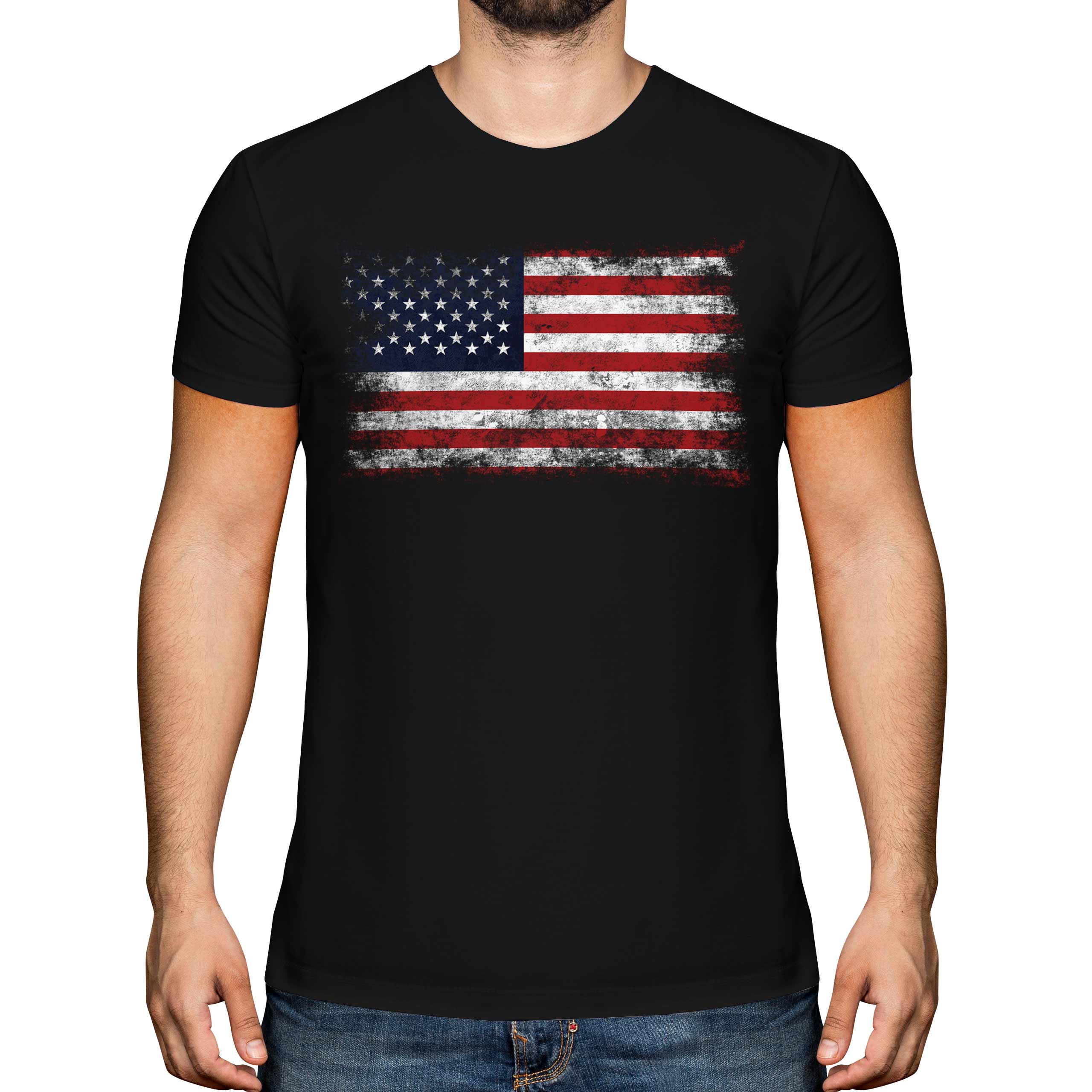 STARS AND STRIPES DISTRESSED FLAG MENS T-SHIRT TOP USA US UNITED STATES ...