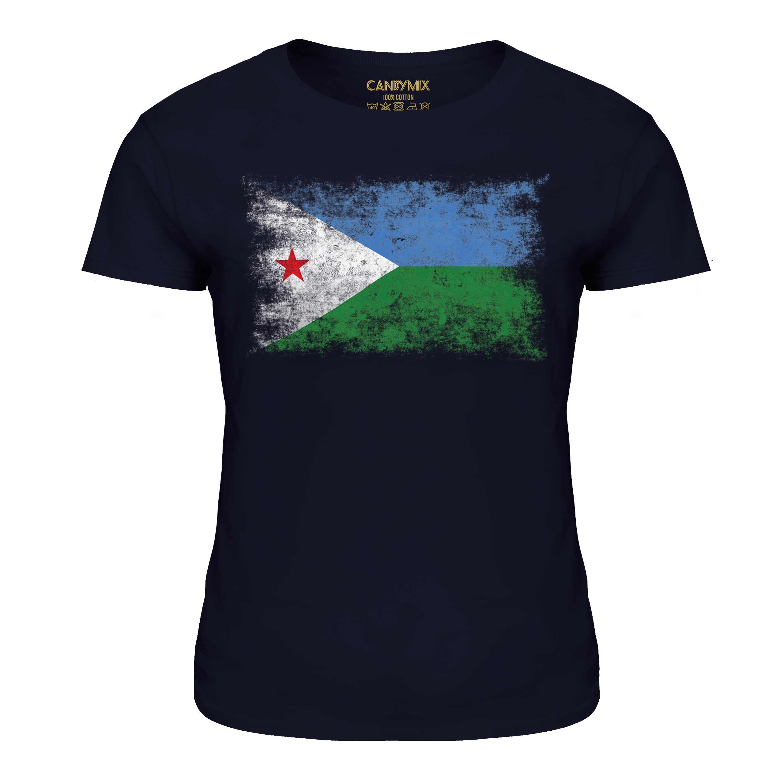 DJIBOUTI DISTRESSED FLAG LADIES T-SHIRT TOP JIBUTI DJIBOUTIAN DJIBOUTI SHIRT