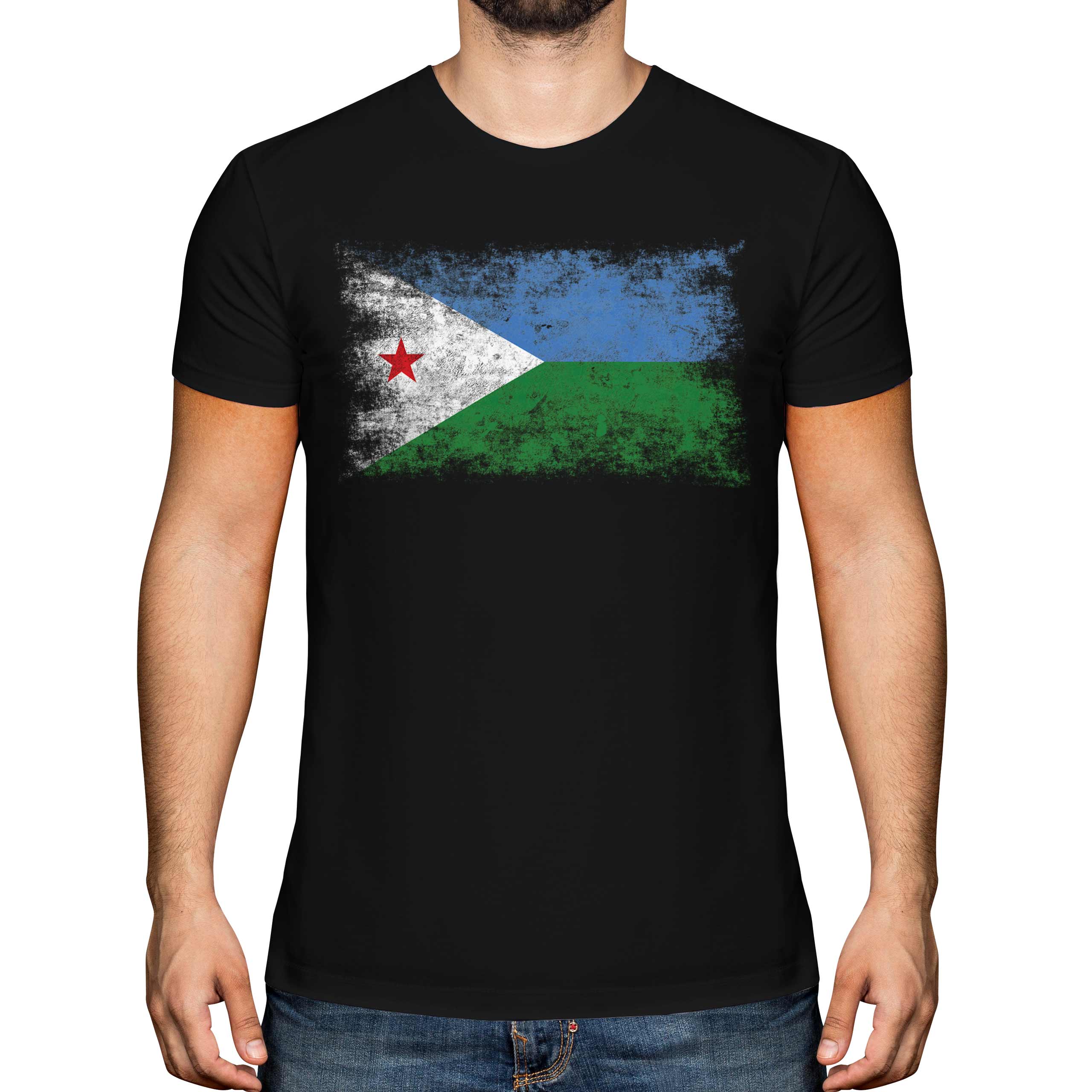 DJIBOUTI DISTRESSED FLAG MENS T-SHIRT TOP J?B?T? DJIBOUTIAN DJIBOUTI SHIRT