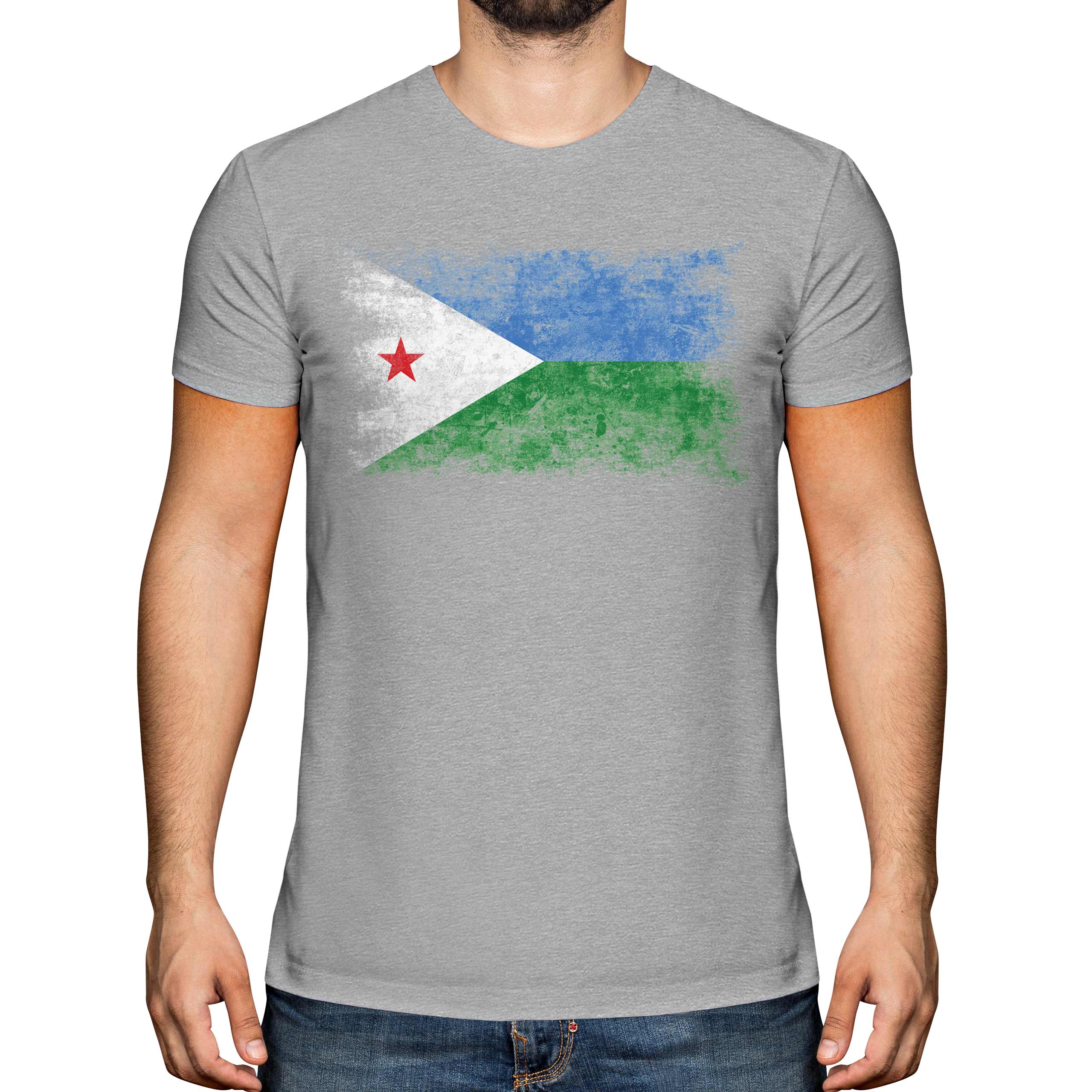 DJIBOUTI DISTRESSED FLAG MENS T-SHIRT TOP J?B?T? DJIBOUTIAN DJIBOUTI SHIRT