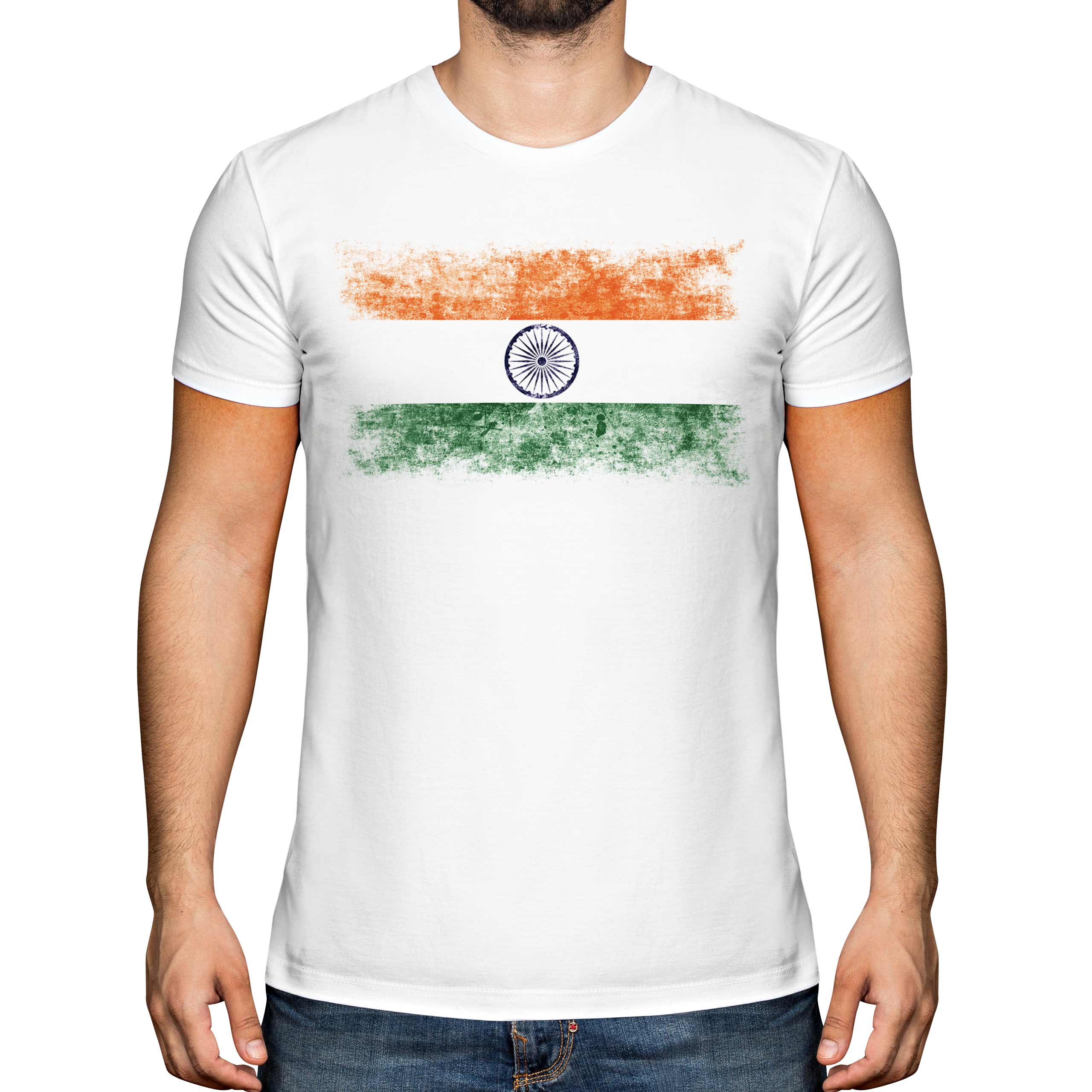 INDIA DISTRESSED FLAG MENS T SHIRT TOP BHAROT BH RATA BH RAT INDIY INDIAN