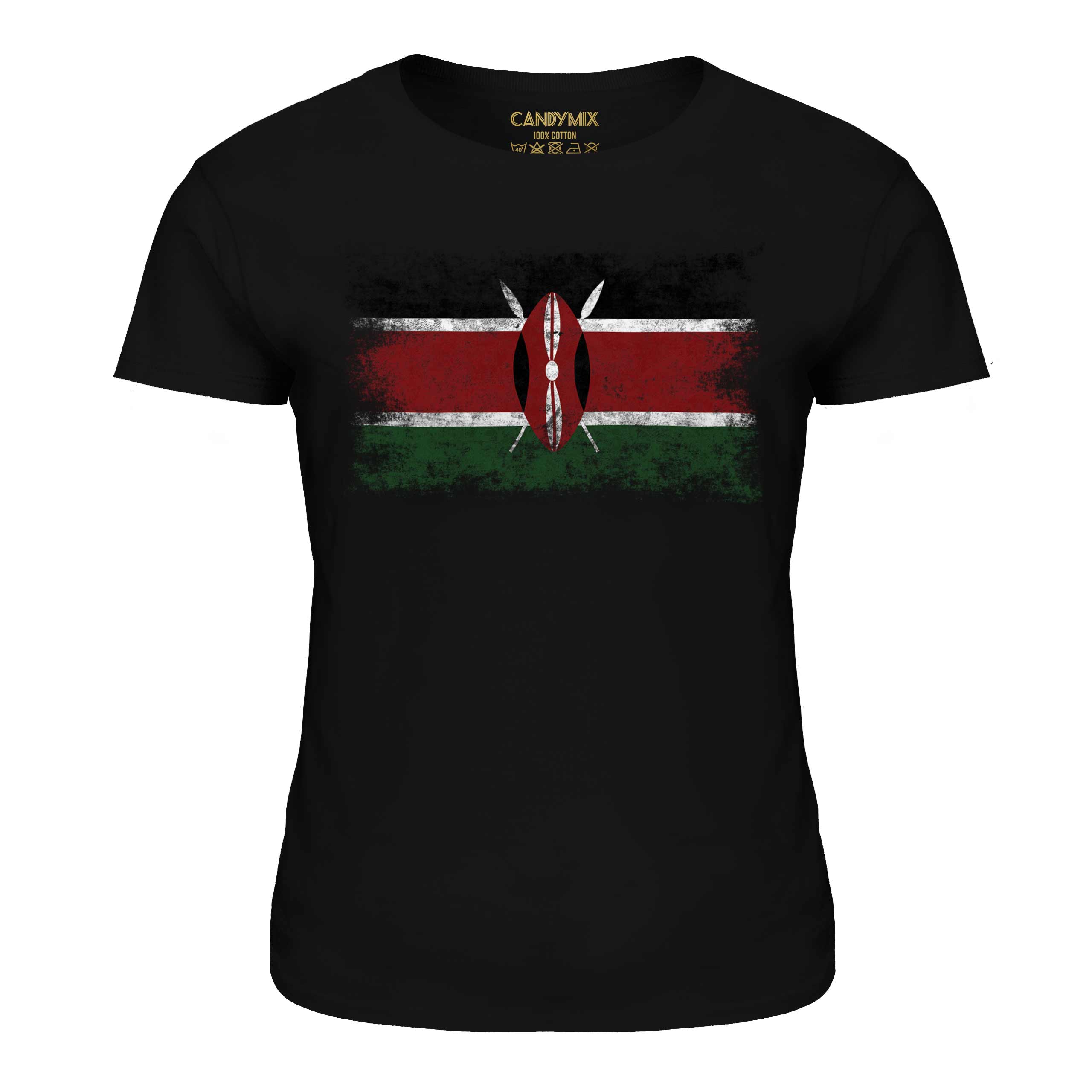 KENYA DISTRESSED FLAG LADIES T-SHIRT TOP KENYAN SHIRT FOOTBALL JERSEY GIFT - Picture 8 of 21
