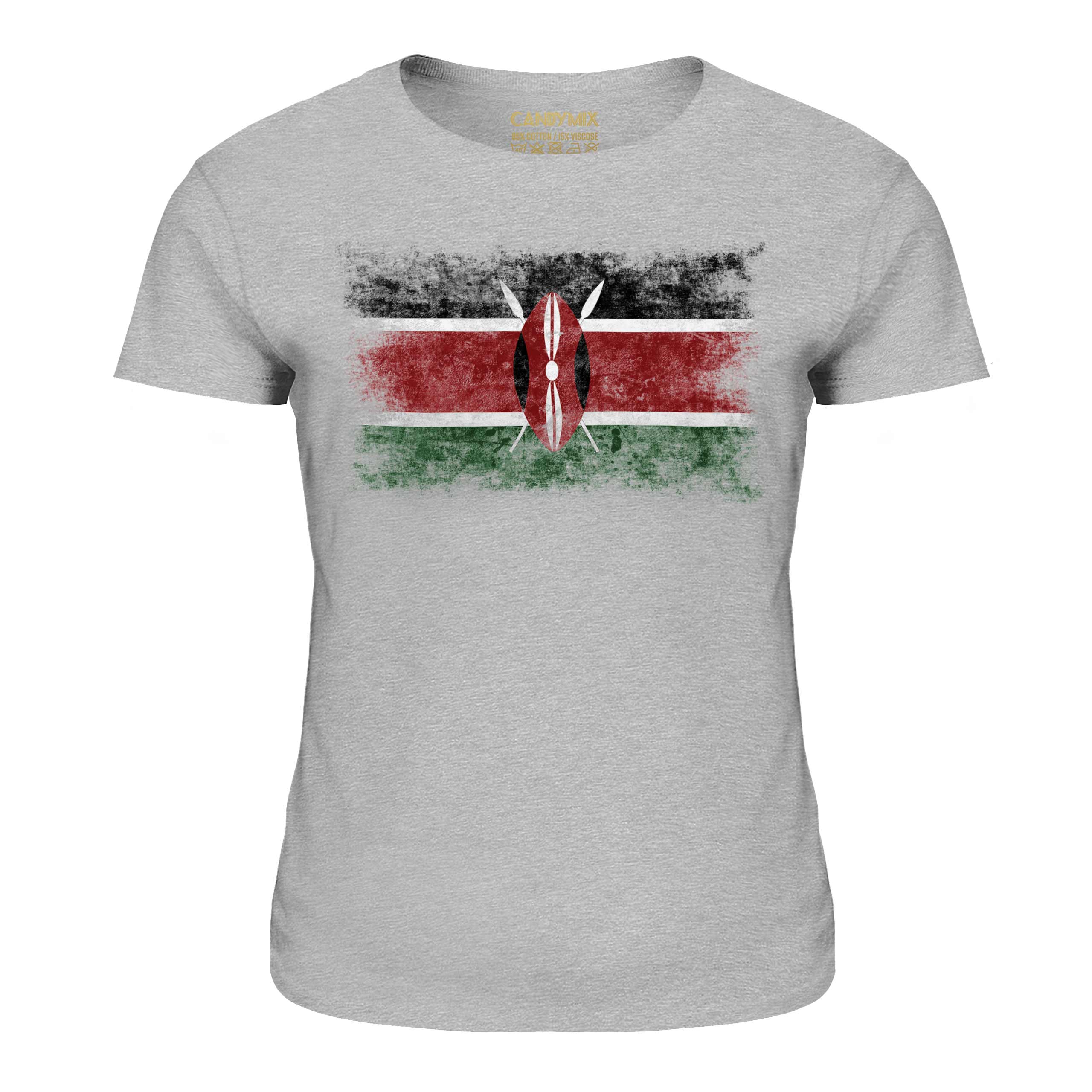 KENYA DISTRESSED FLAG LADIES T-SHIRT TOP KENYAN SHIRT FOOTBALL JERSEY GIFT - Picture 13 of 21