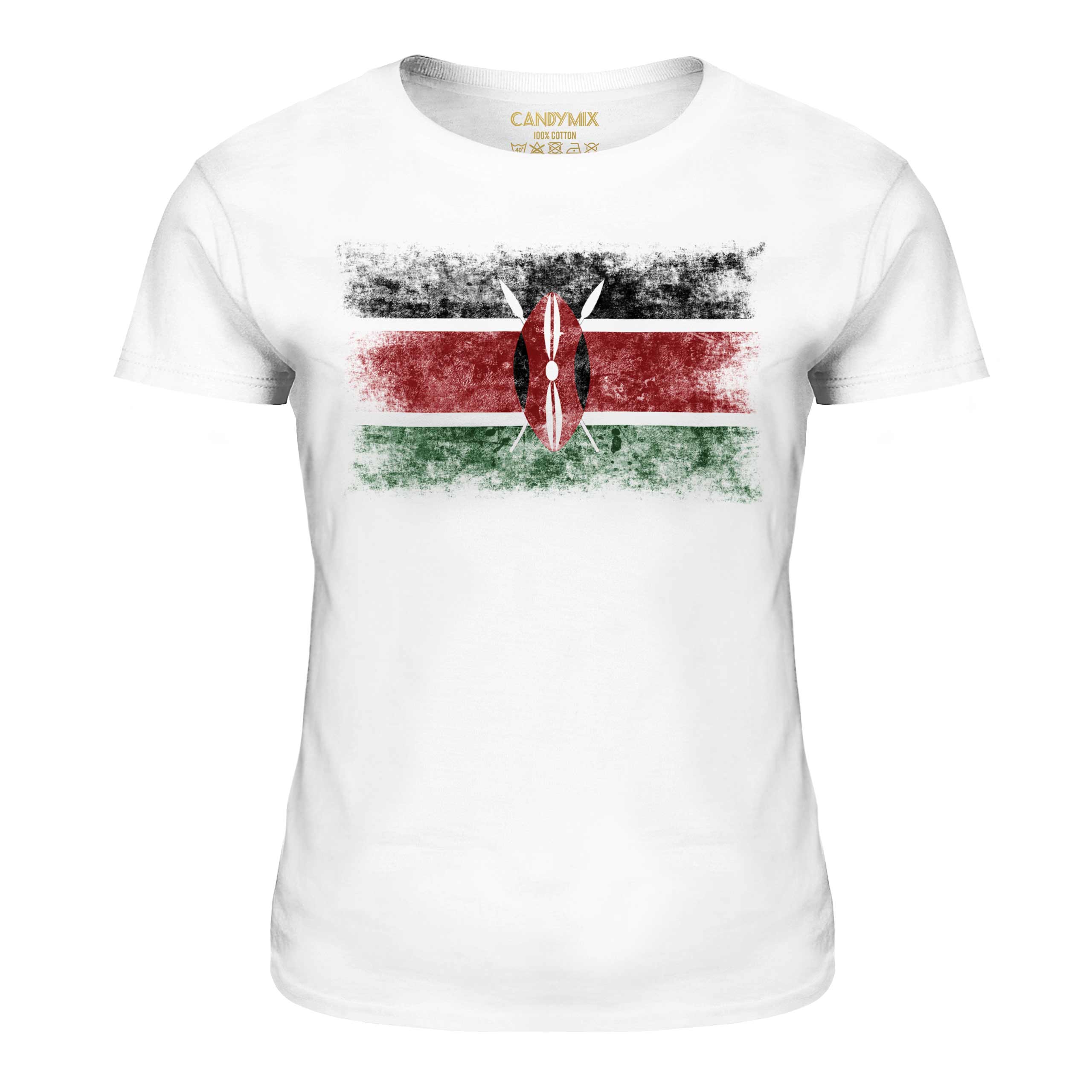 KENYA DISTRESSED FLAG LADIES T-SHIRT TOP KENYAN SHIRT FOOTBALL JERSEY GIFT - Picture 3 of 21