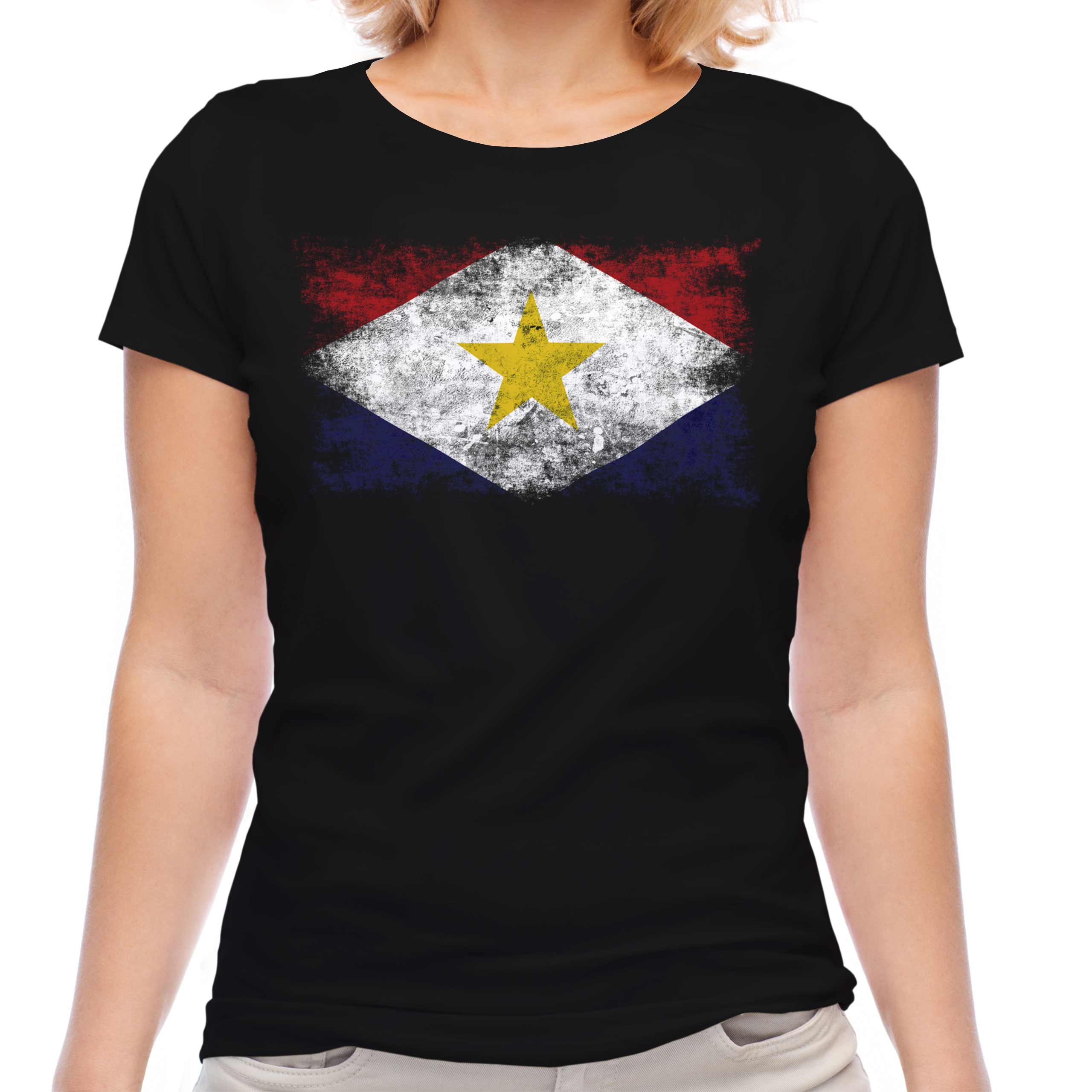 SABA DISTRESSED FLAG LADIES T-SHIRT TOP FOOTBALL GIFT SHIRT CLOTHING JERSEY - Picture 7 of 21