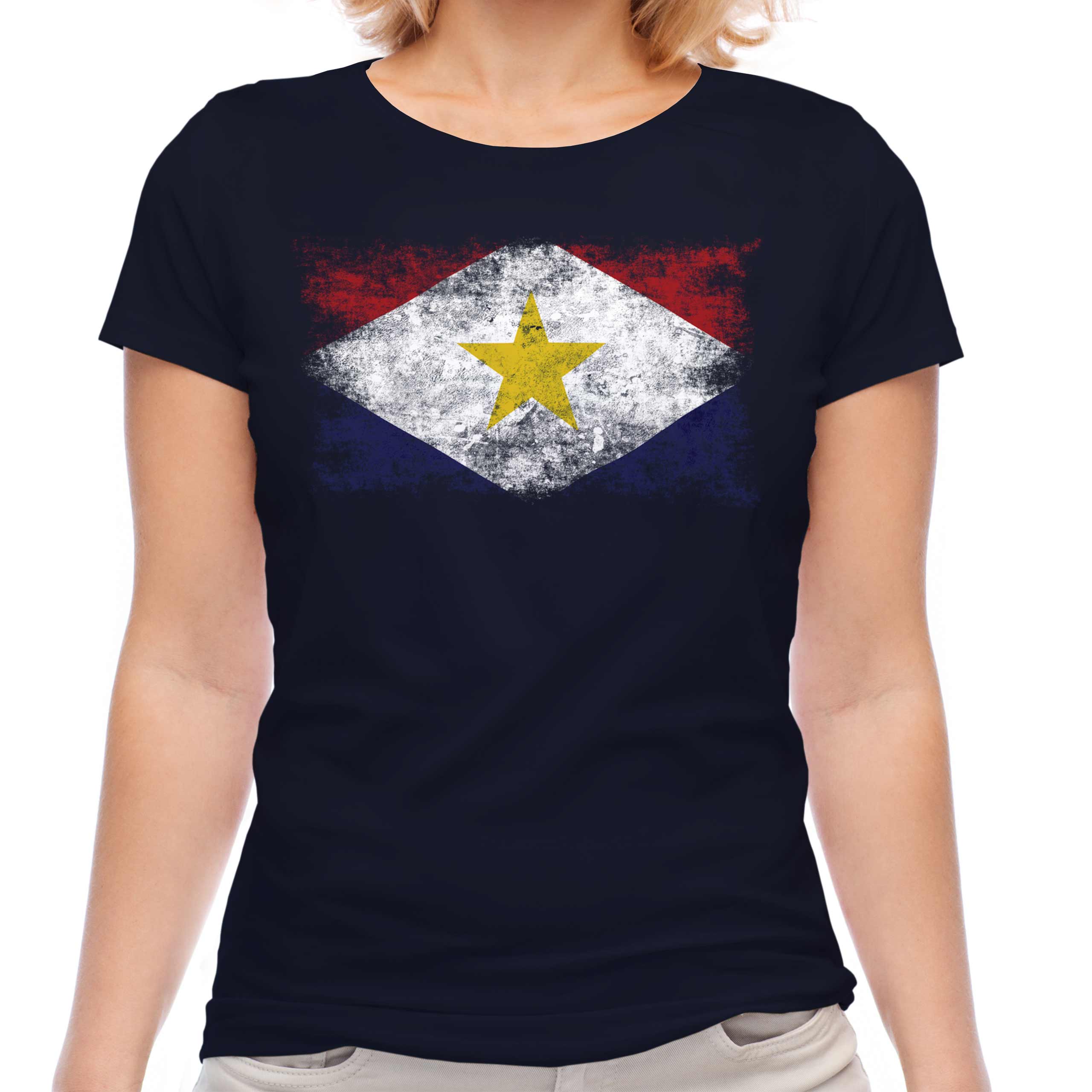 SABA DISTRESSED FLAG LADIES T-SHIRT TOP FOOTBALL GIFT SHIRT CLOTHING JERSEY - Picture 17 of 21