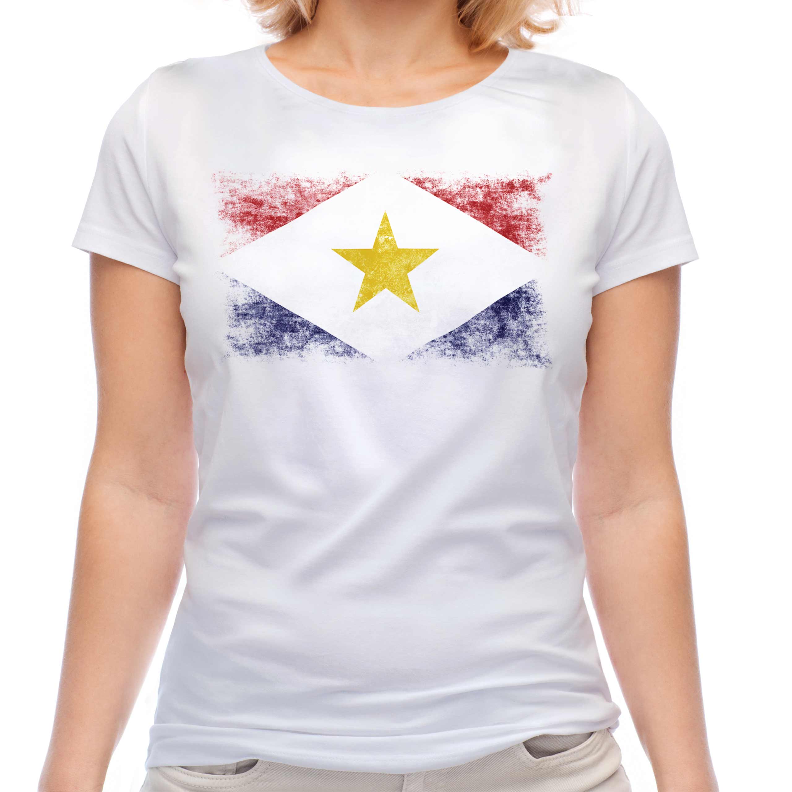SABA DISTRESSED FLAG LADIES T-SHIRT TOP FOOTBALL GIFT SHIRT CLOTHING JERSEY - Picture 2 of 21