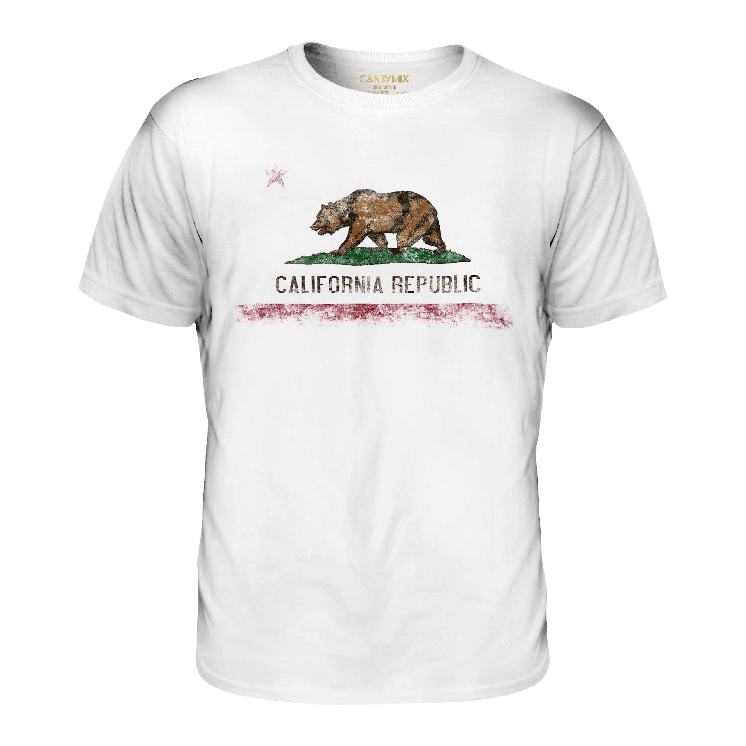 CALIFORNIA STATE DISTRESSED FLAG MENS T-SHIRT TOP CALIFORNIAN SHIRT ...