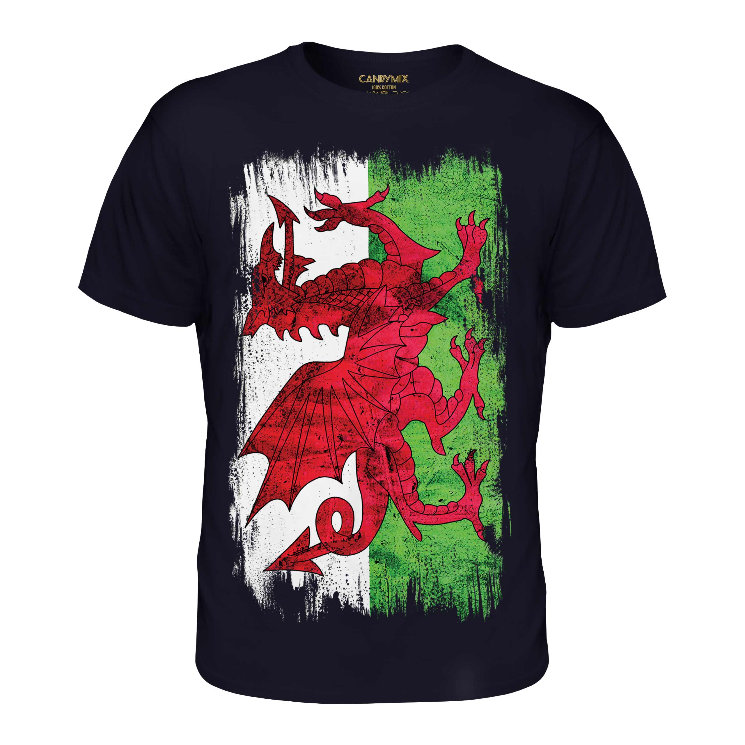 WALES GRUNGE FLAG MENS TSHIRT TEE TOP WELSH FOOTBALL GIFT SHIRT
