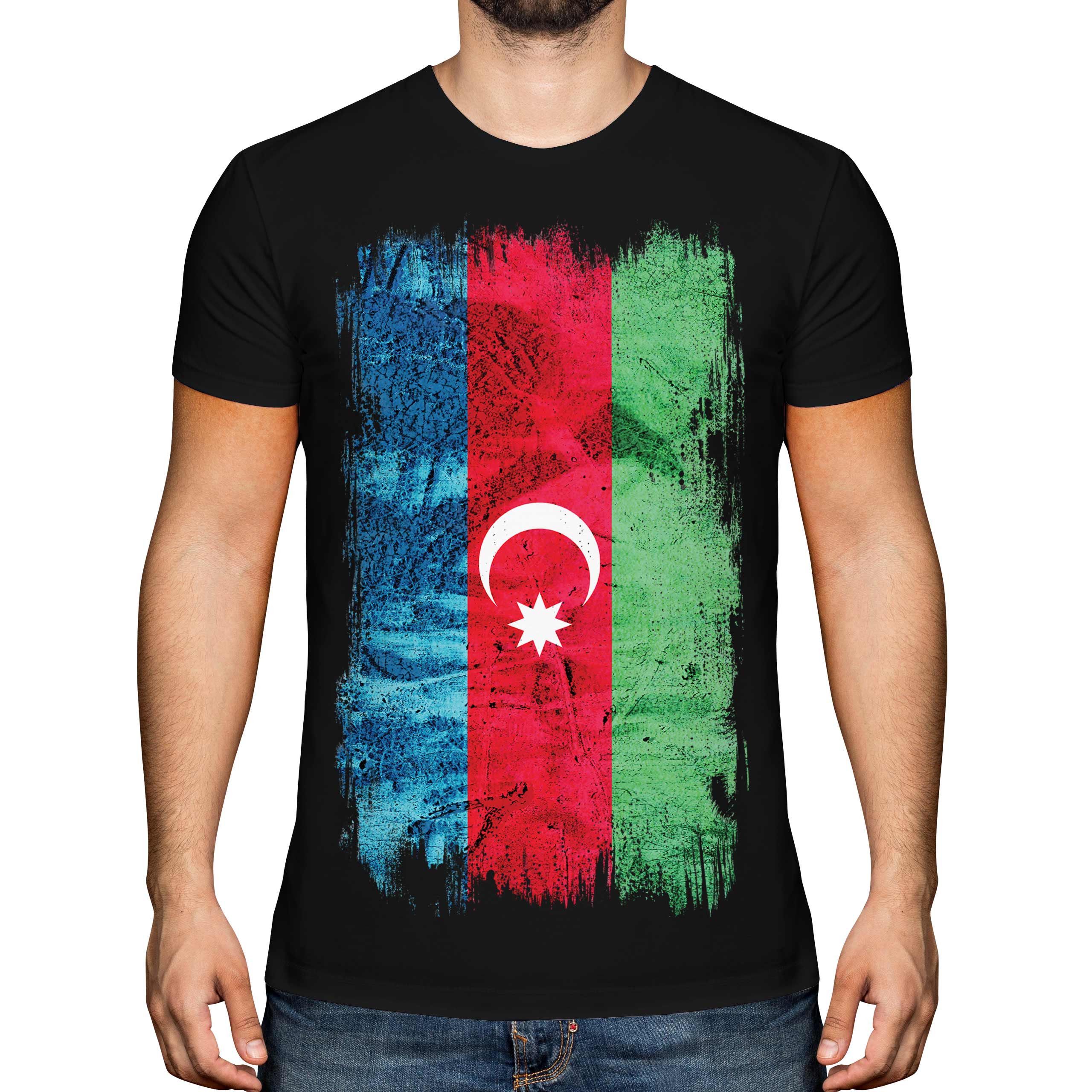 AZERBAIJAN GRUNGE FLAG MENS T-SHIRT TEE TOP AZ?RBAYCAN AZERI AZERBAIJANI SHIRT - Picture 7 of 21
