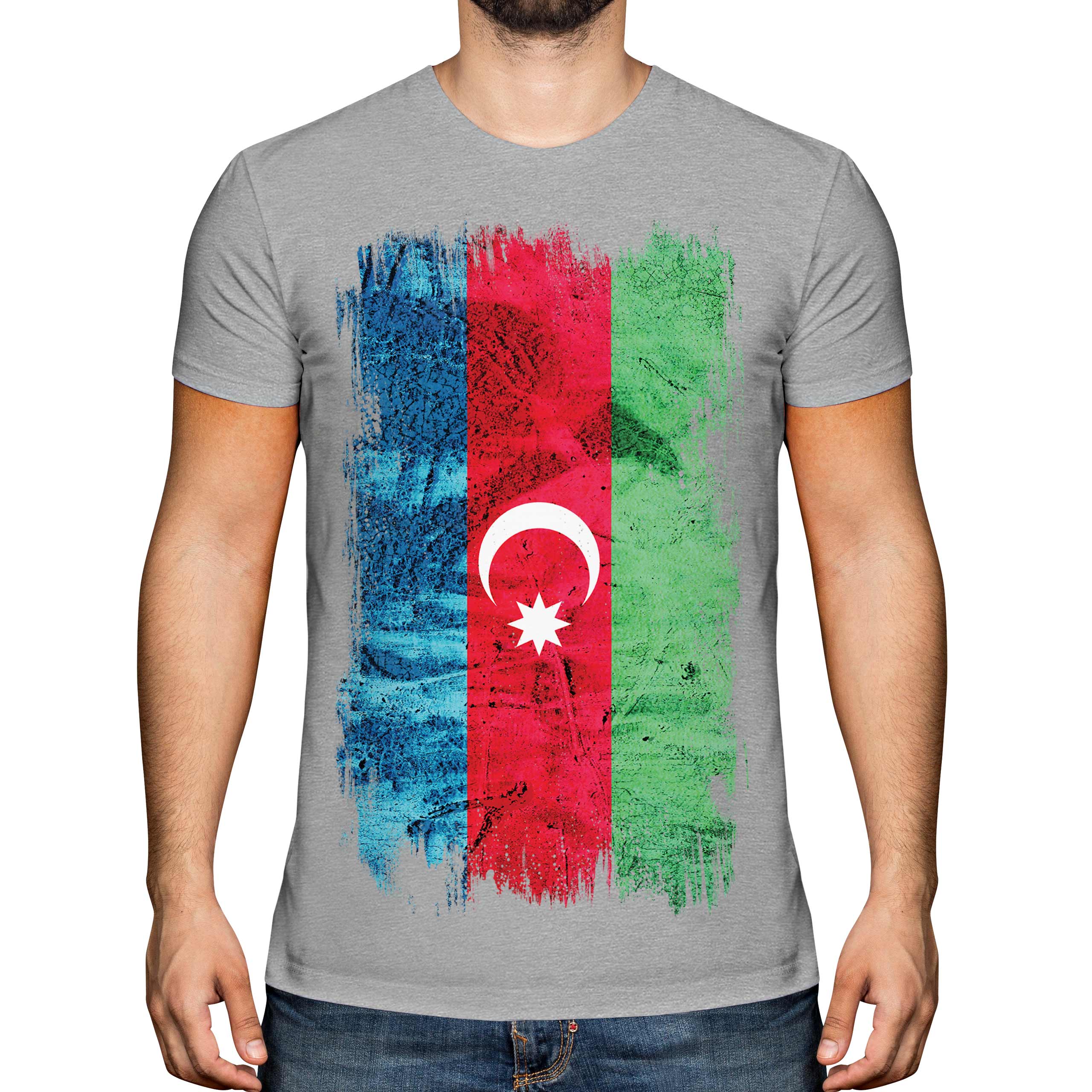 AZERBAIJAN GRUNGE FLAG MENS T-SHIRT TEE TOP AZ?RBAYCAN AZERI AZERBAIJANI SHIRT - Picture 12 of 21