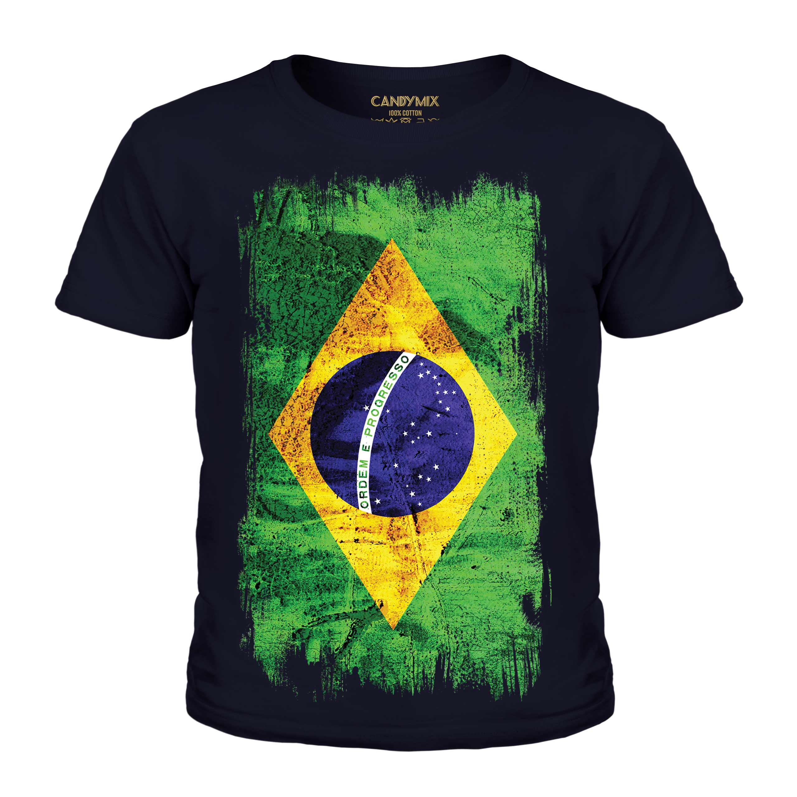 BRAZIL GRUNGE FLAG KIDS T-SHIRT TEE TOP BRASIL FOOTBALL BRAZILIAN GIFT SHIRT