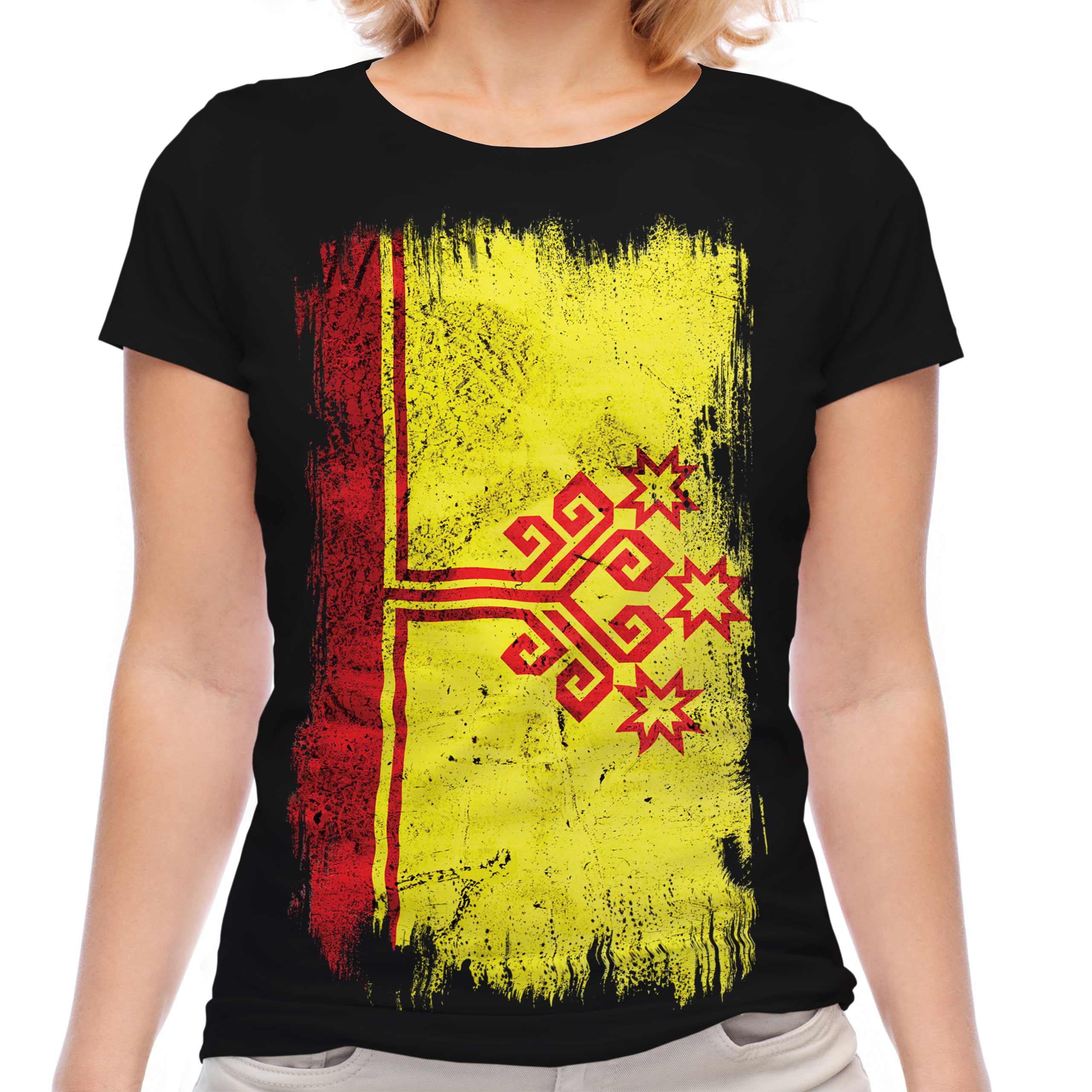 CHUVASHIA GRUNGE FLAG LADIES T-SHIRT TEE TOP FOOTBALL GIFT SHIRT CLOTHING JERSEY