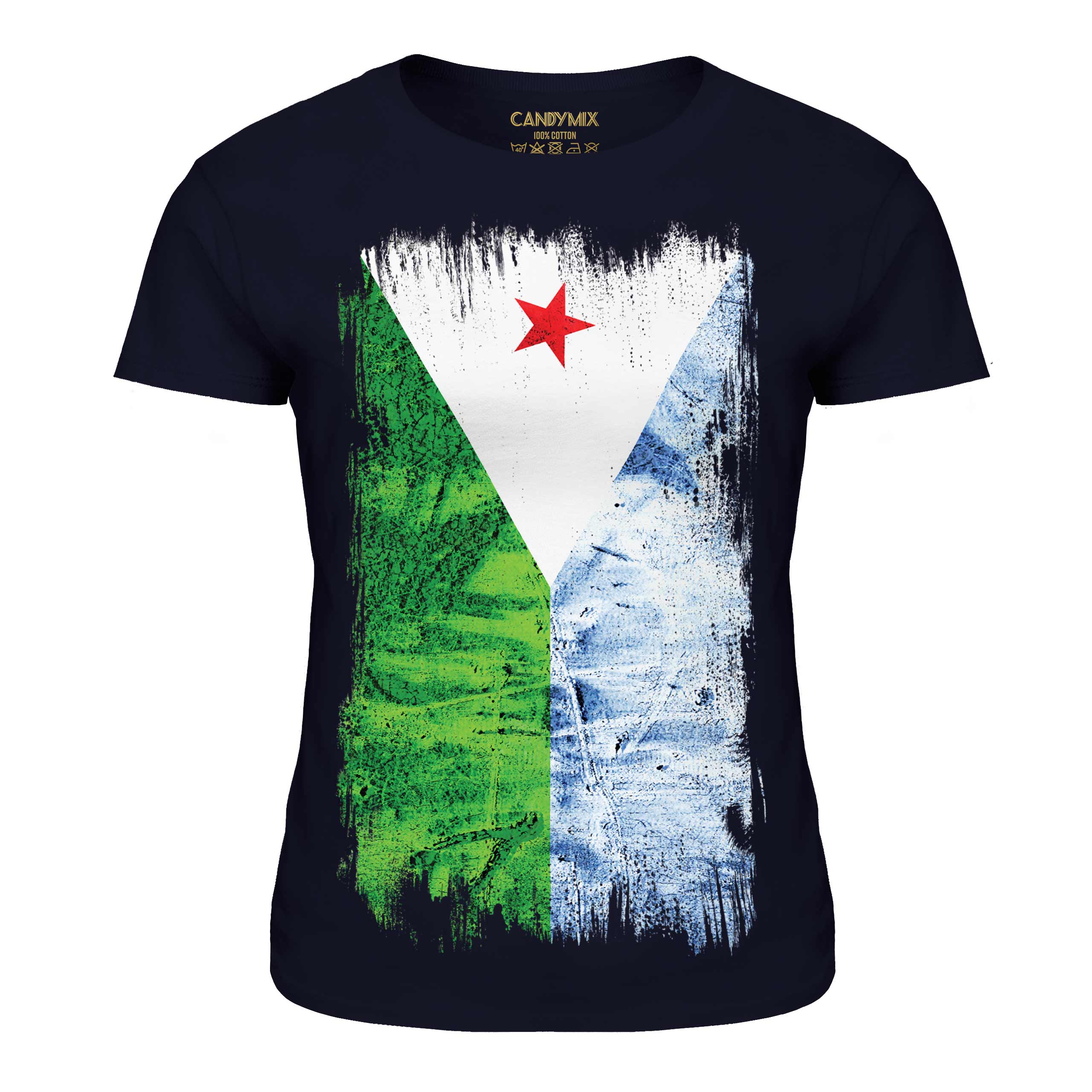 DJIBOUTI GRUNGE FLAG LADIES T-SHIRT TEE TOP JIBUTI DJIBOUTIAN DJIBOUTI SHIRT