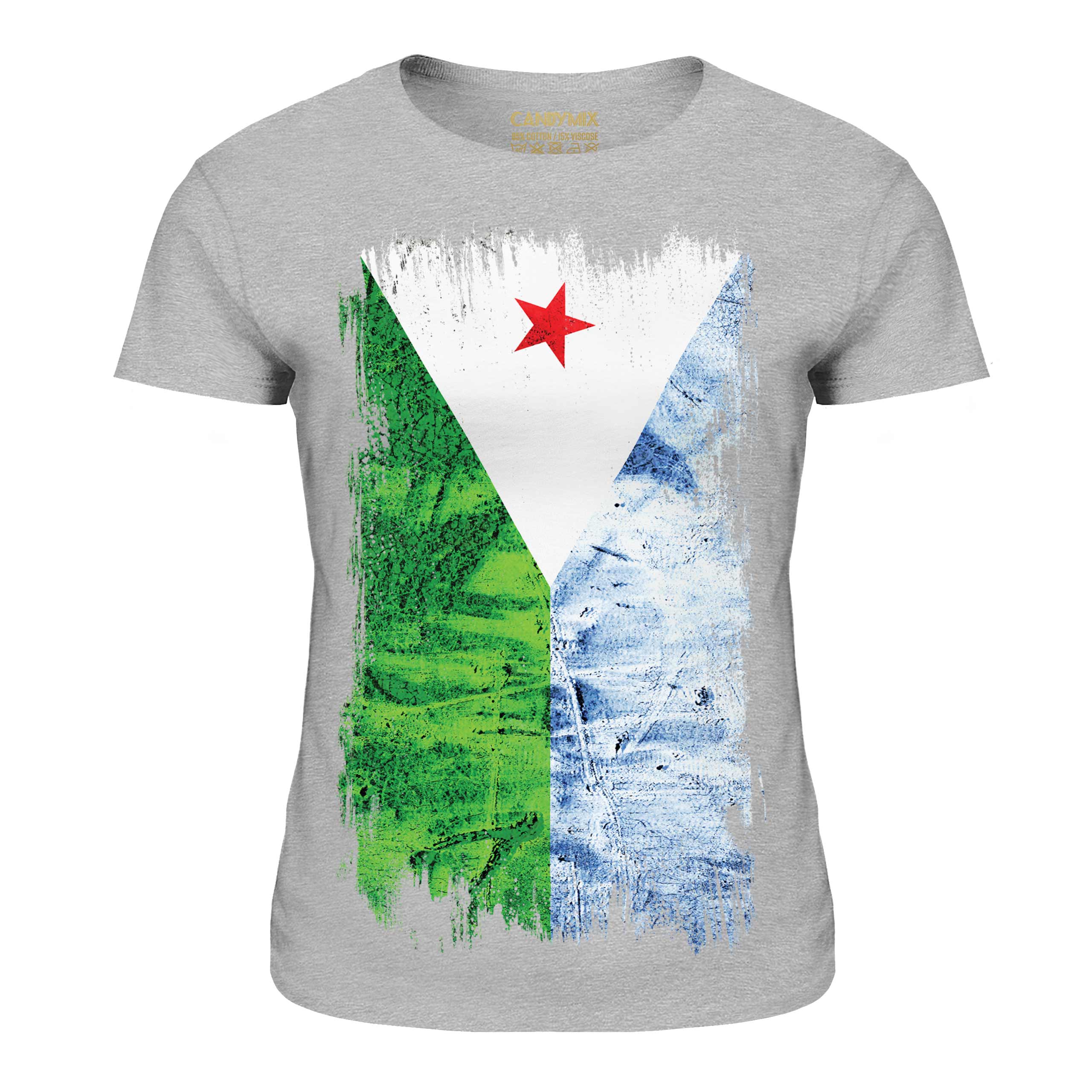 DJIBOUTI GRUNGE FLAG LADIES T-SHIRT TEE TOP JIBUTI DJIBOUTIAN DJIBOUTI SHIRT