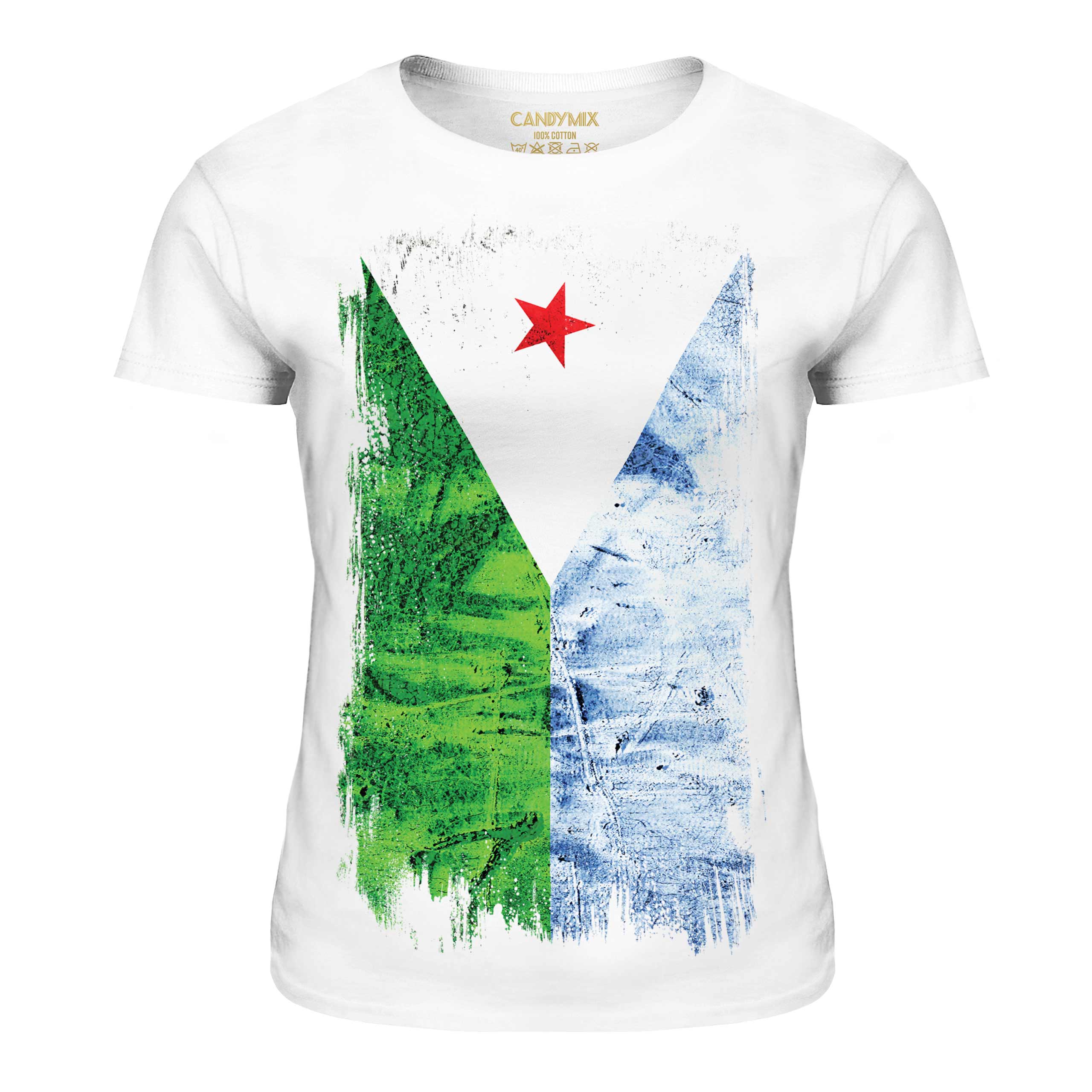 DJIBOUTI GRUNGE FLAG LADIES T-SHIRT TEE TOP JIBUTI DJIBOUTIAN DJIBOUTI SHIRT