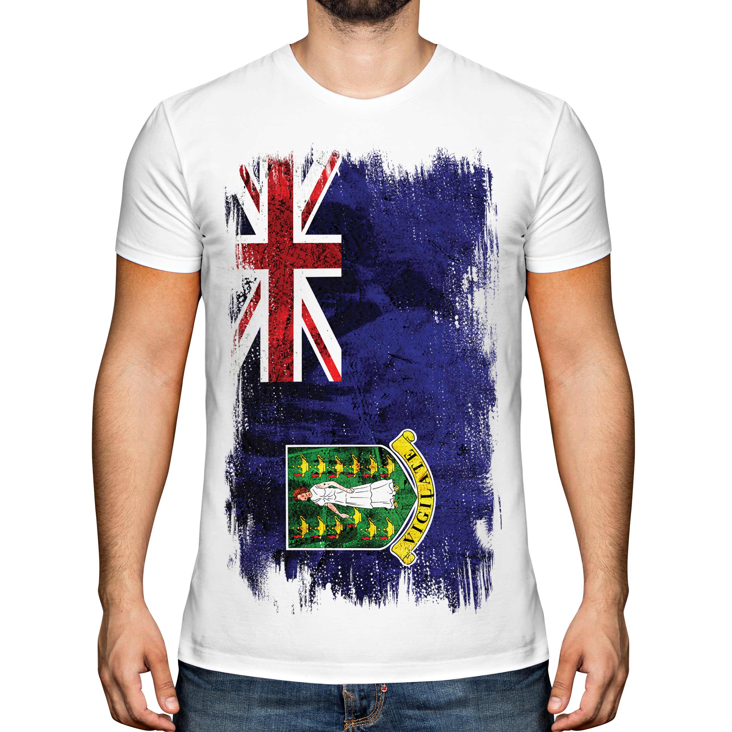 UK VIRGIN ISLANDS GRUNGE FLAG MENS T-SHIRT TEE TOP GIFT SHIRT CLOTHING JERSEY