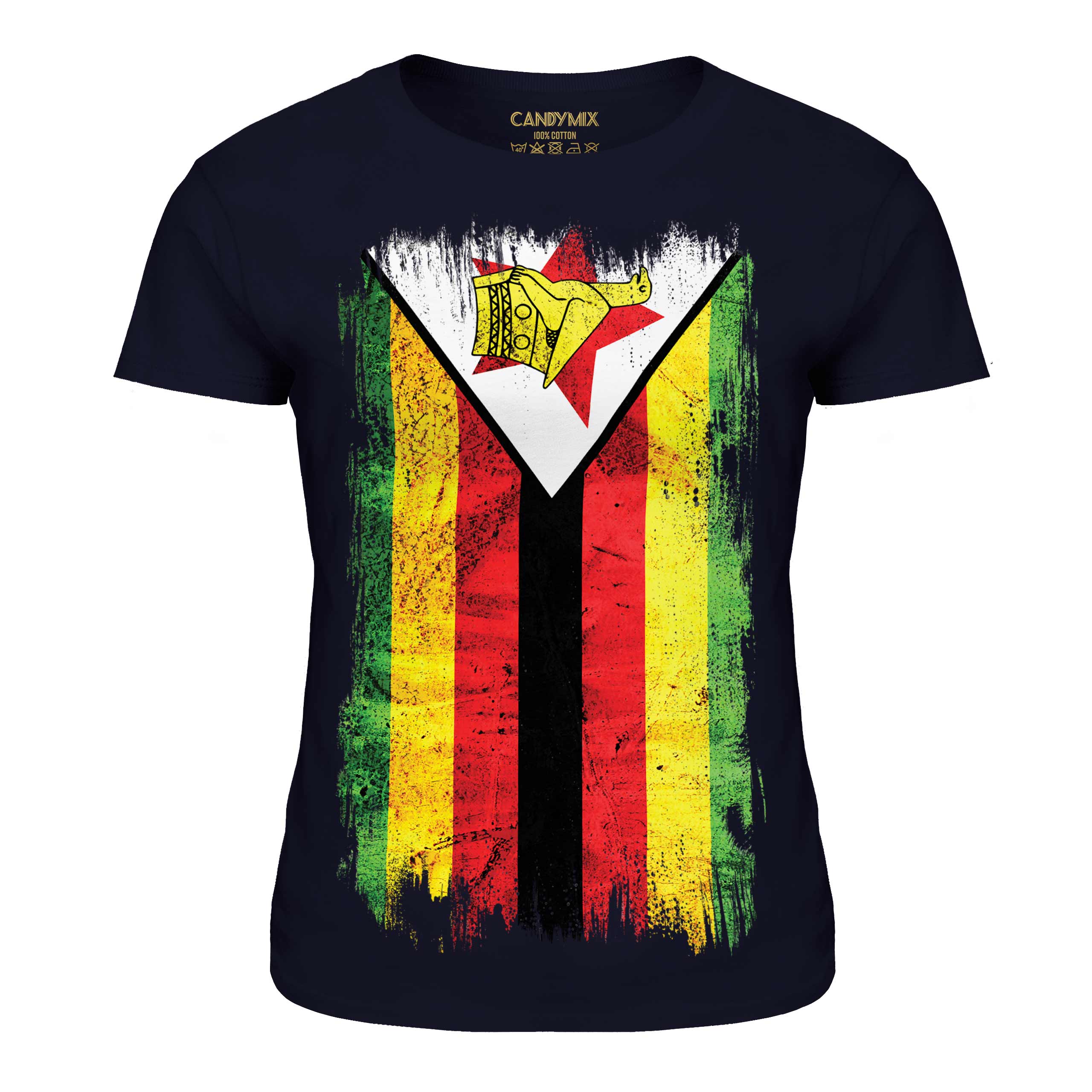 ZIMBABWE GRUNGE FLAG LADIES T-SHIRT TOP ZIMBABWEAN SHIRT FOOTBALL JERSEY GIFT - Picture 18 of 21