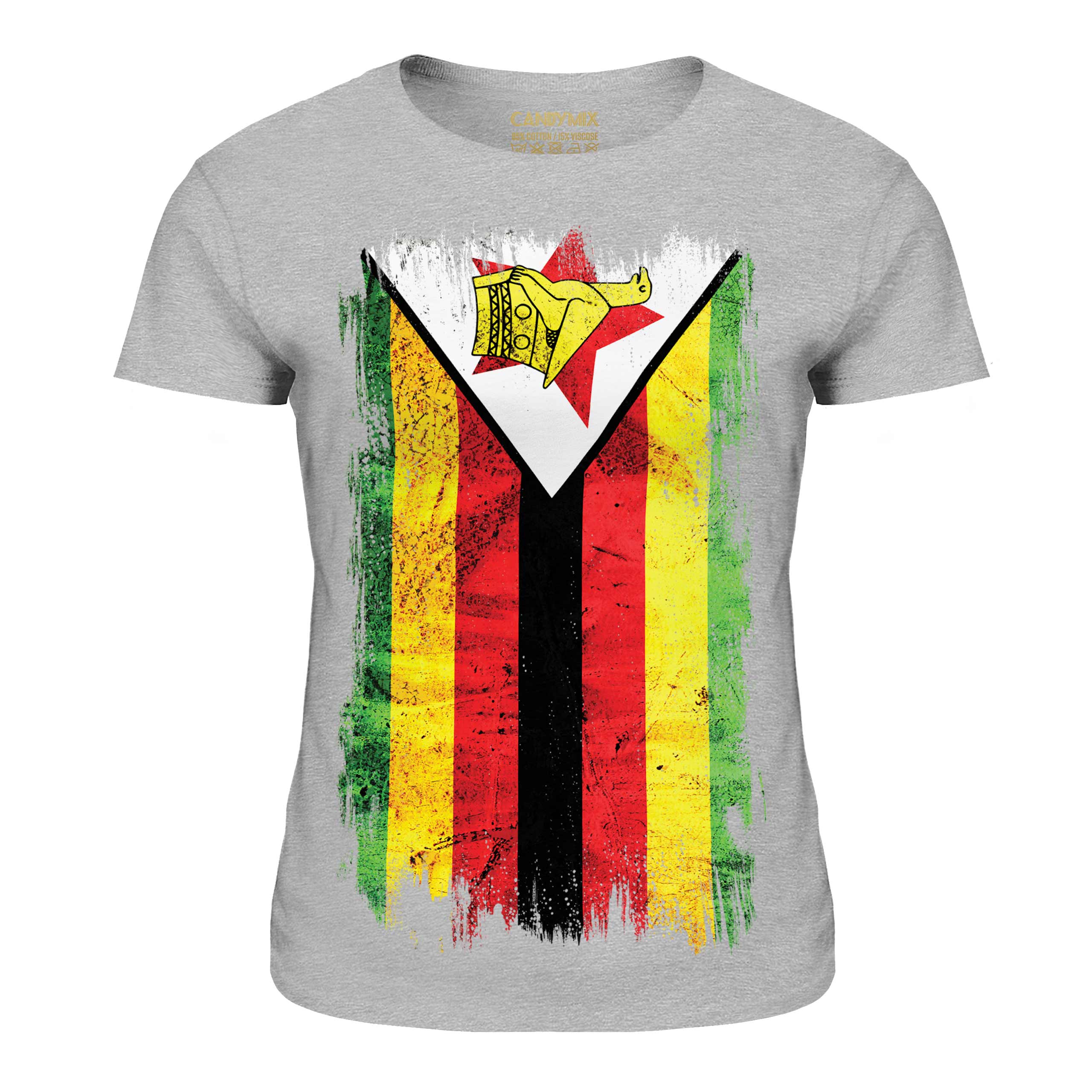 ZIMBABWE GRUNGE FLAG LADIES T-SHIRT TOP ZIMBABWEAN SHIRT FOOTBALL JERSEY GIFT - Picture 13 of 21
