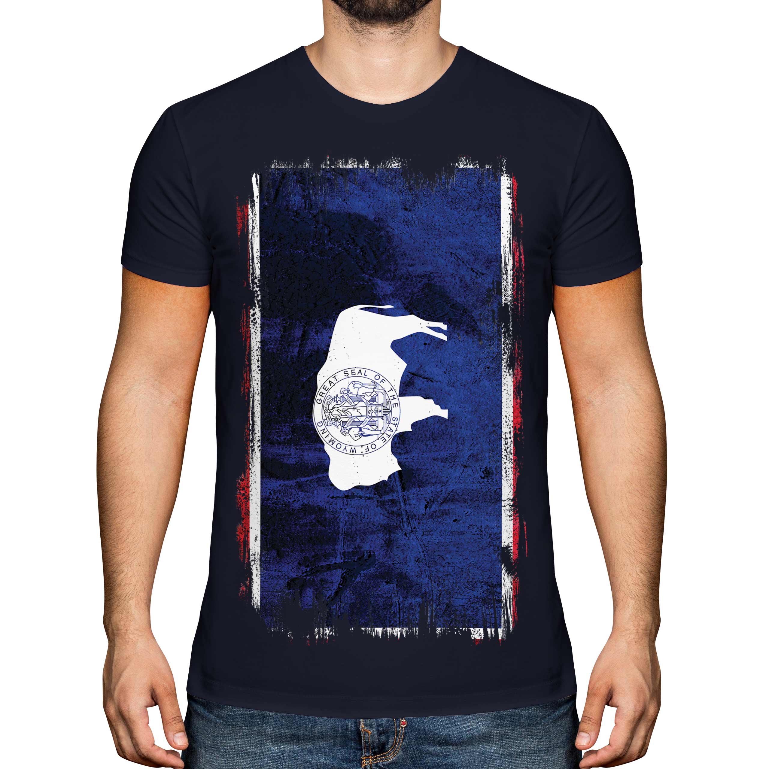 T-SHIRT MAGLIETTA UOMO WYOMING STATE GRUNGE FLAG MAGLIETTA WYOMING MAGLIETTA REGALO - Foto 17 di 21