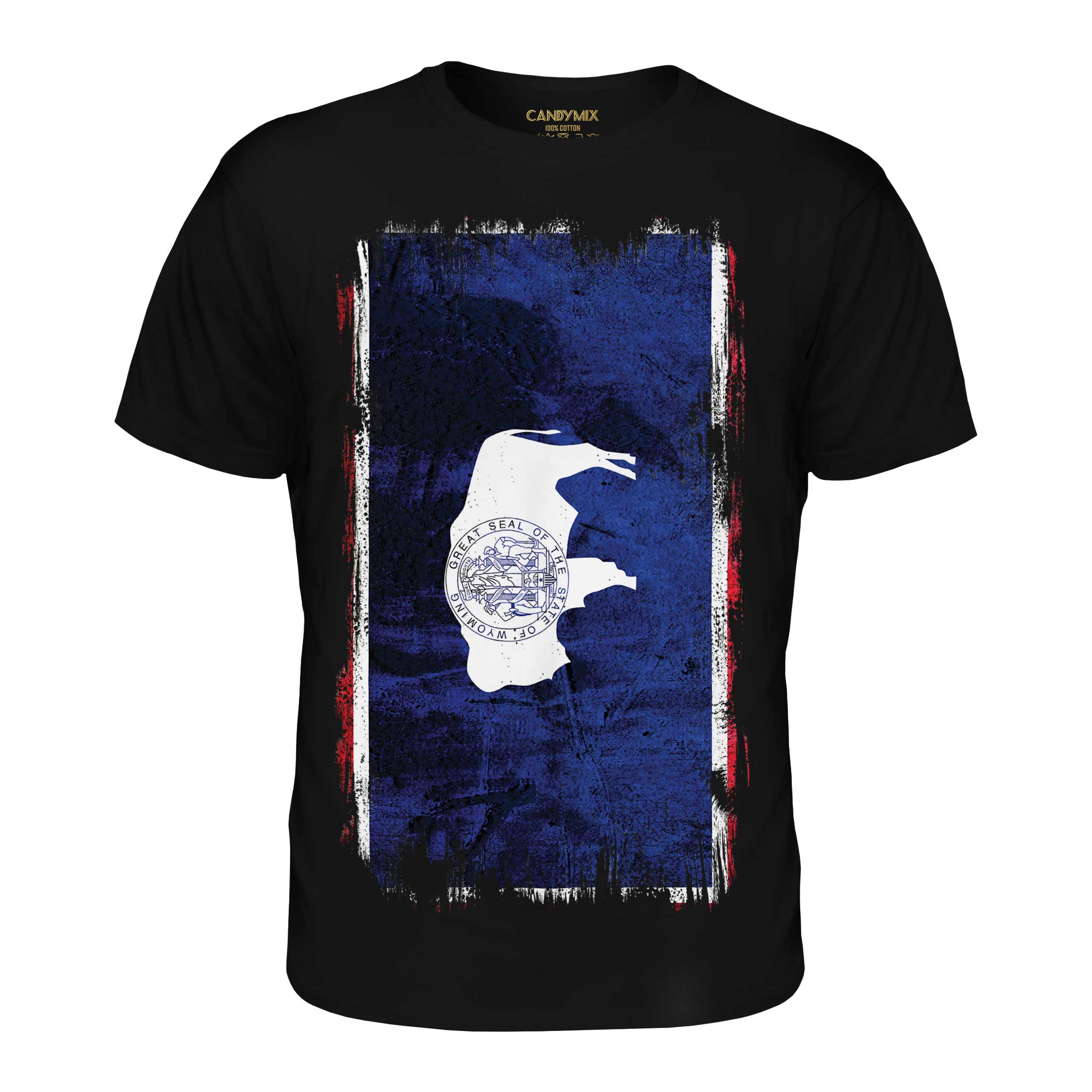 T-SHIRT MAGLIETTA UOMO WYOMING STATE GRUNGE FLAG MAGLIETTA WYOMING MAGLIETTA REGALO - Foto 8 di 21