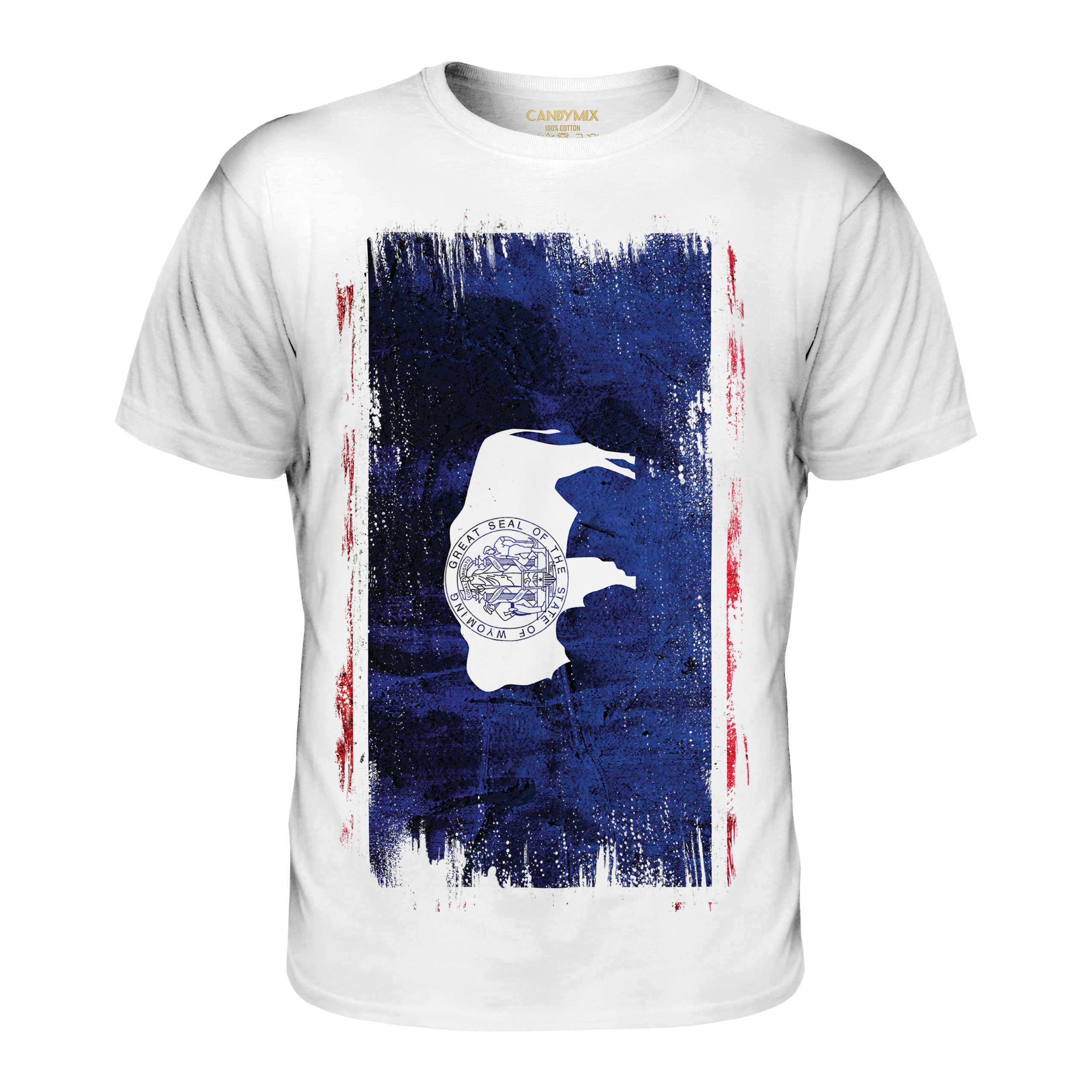 T-SHIRT MAGLIETTA UOMO WYOMING STATE GRUNGE FLAG MAGLIETTA WYOMING MAGLIETTA REGALO - Foto 3 di 21
