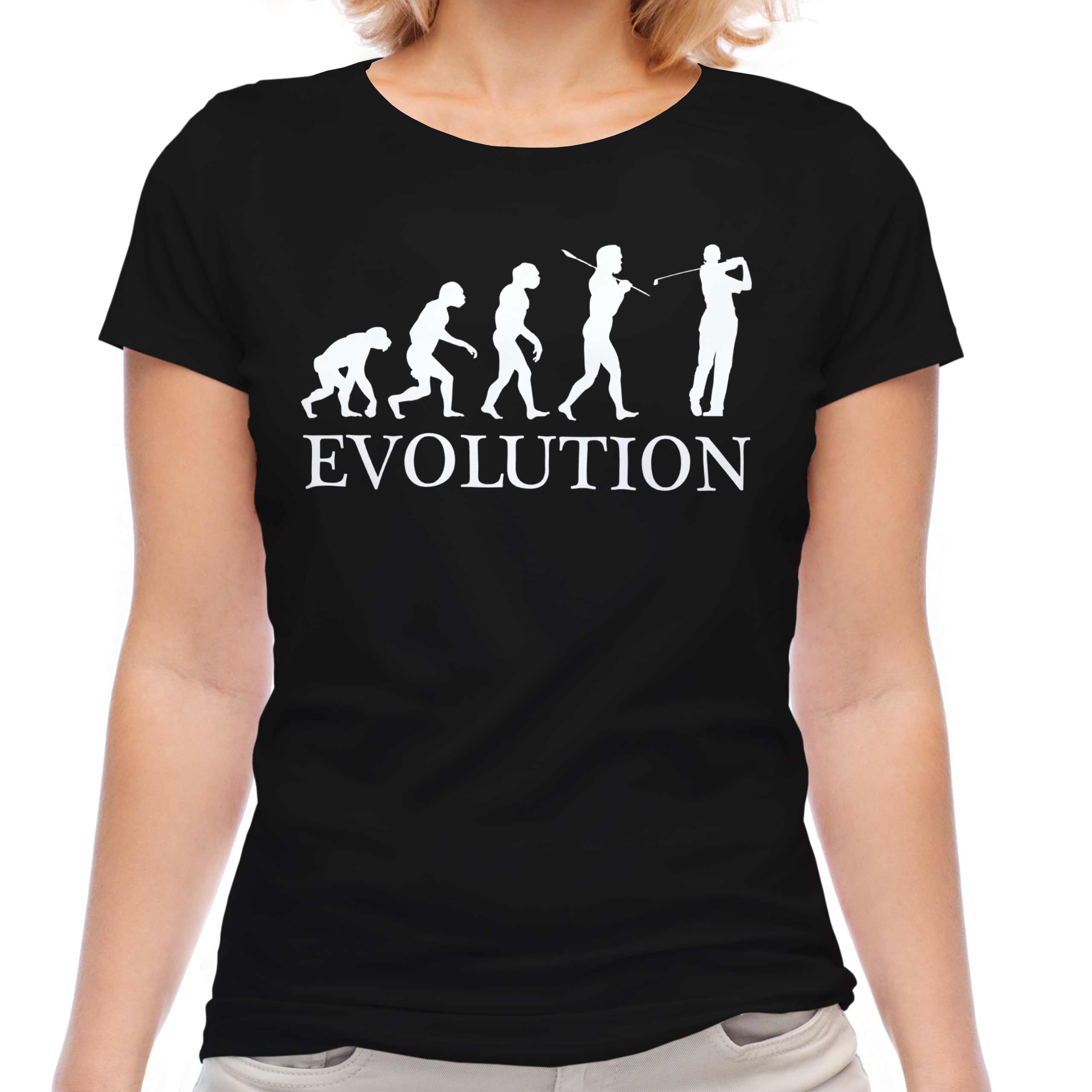 GOLFER EVOLUTION OF MAN LADIES T-SHIRT TEE TOP GIFT GOLF CLOTHING