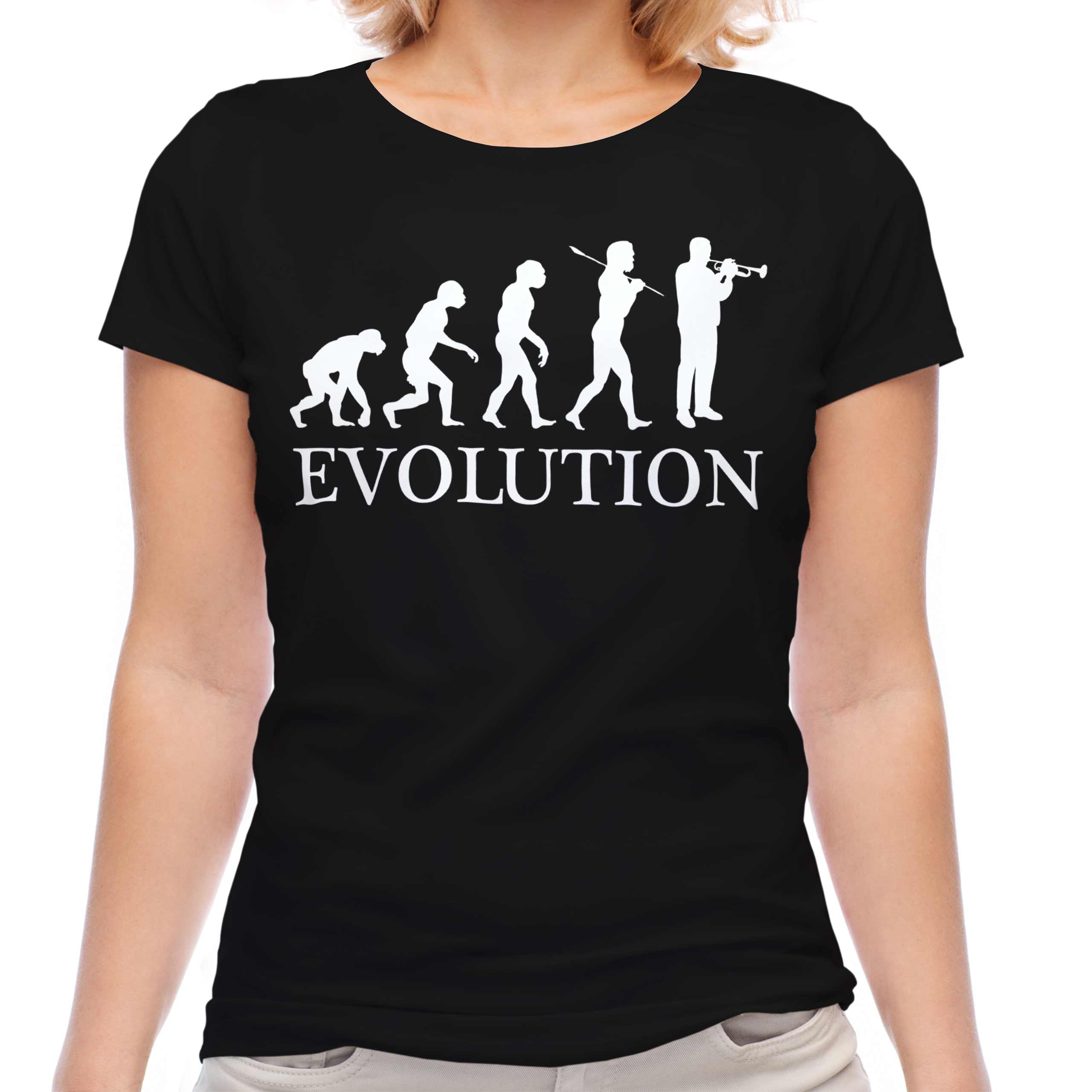TRUMPET PLAYER EVOLUTION OF MAN LADIES T-SHIRT TEE TOP GIFT MUSICIAN - Picture 7 of 21