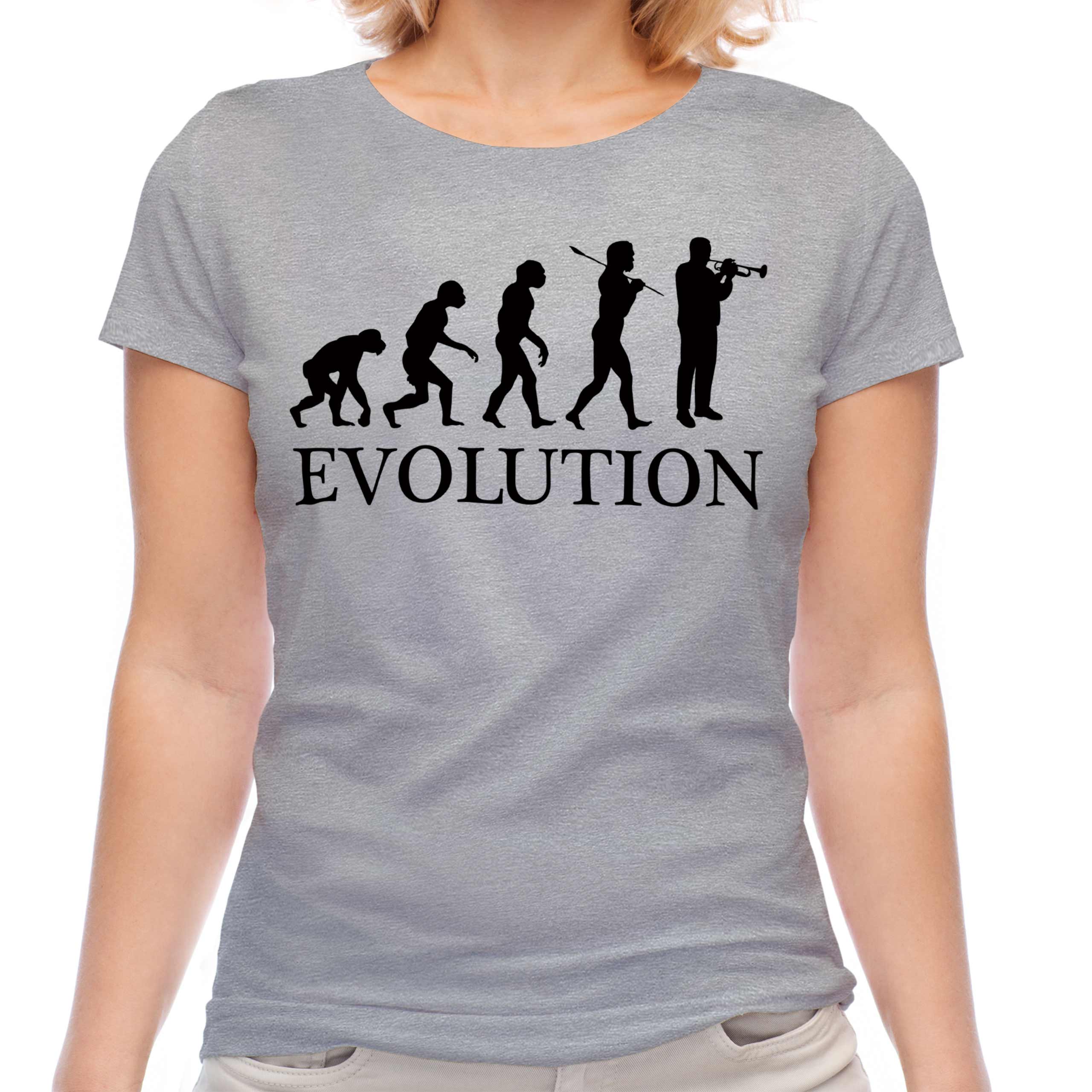 TRUMPET PLAYER EVOLUTION OF MAN LADIES T-SHIRT TEE TOP GIFT MUSICIAN - Picture 12 of 21