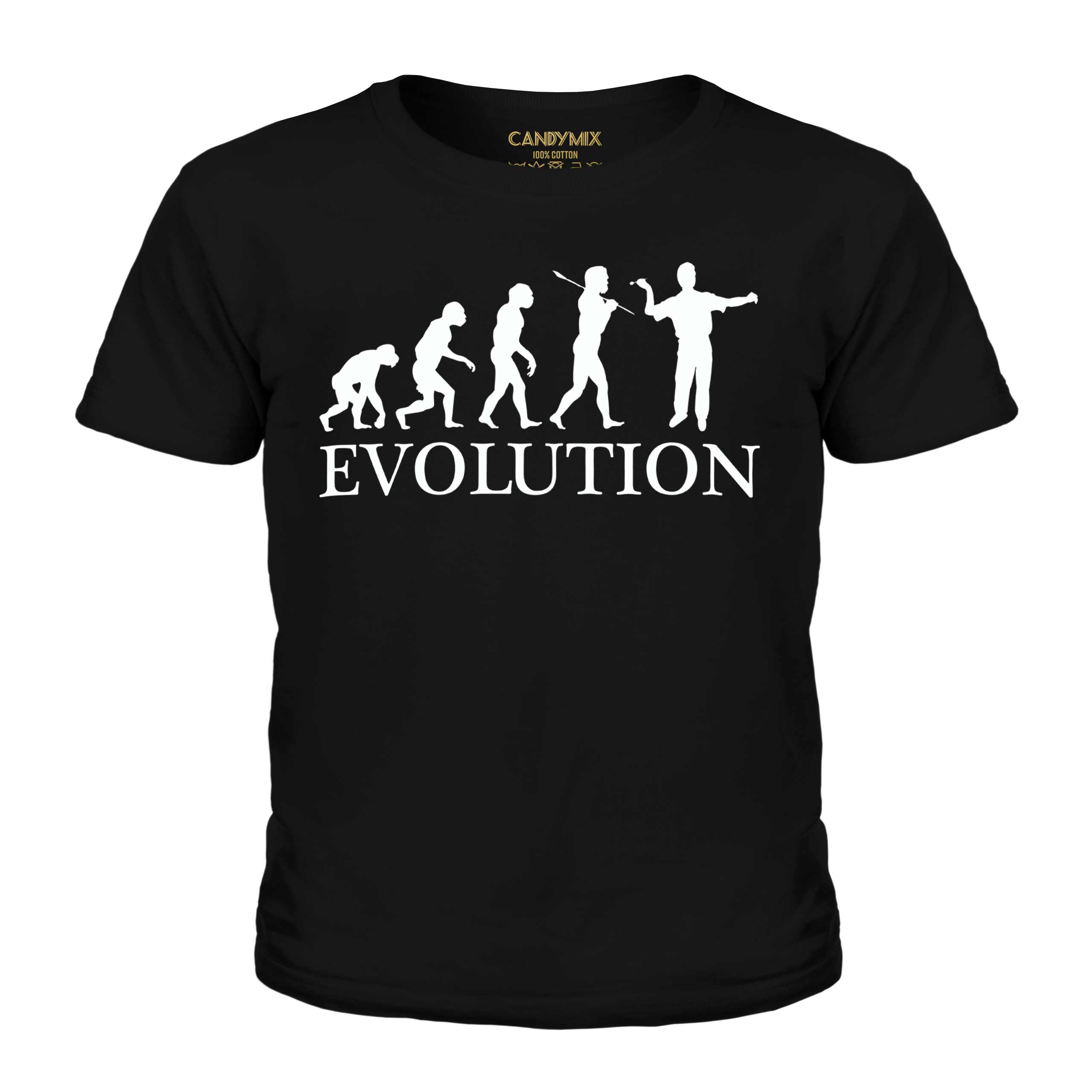 T-shirt HotScamp Premium 'Evoluzione Del Giocatore Di Freccette' – Uomo, Nero, Taglie Forti