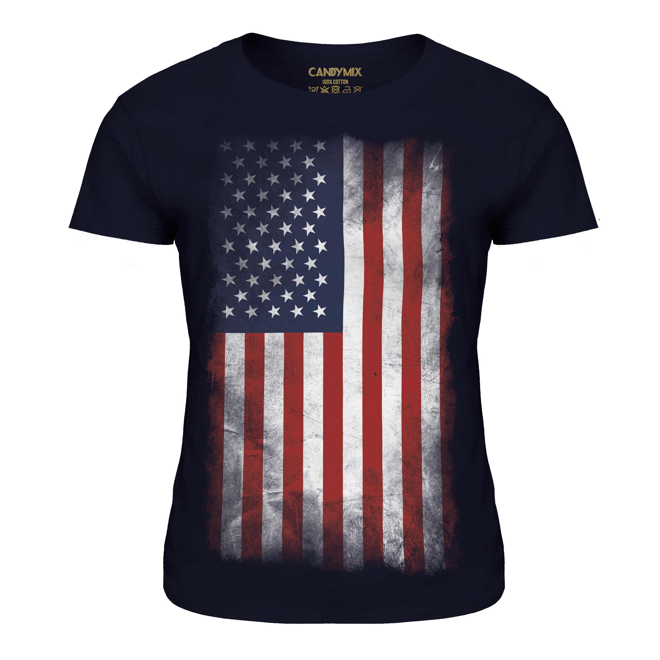 T-shirt Candymix Texas State Bandiera Grunge Da Donna, 100% Cotone, Vestibilità Standard, Nera