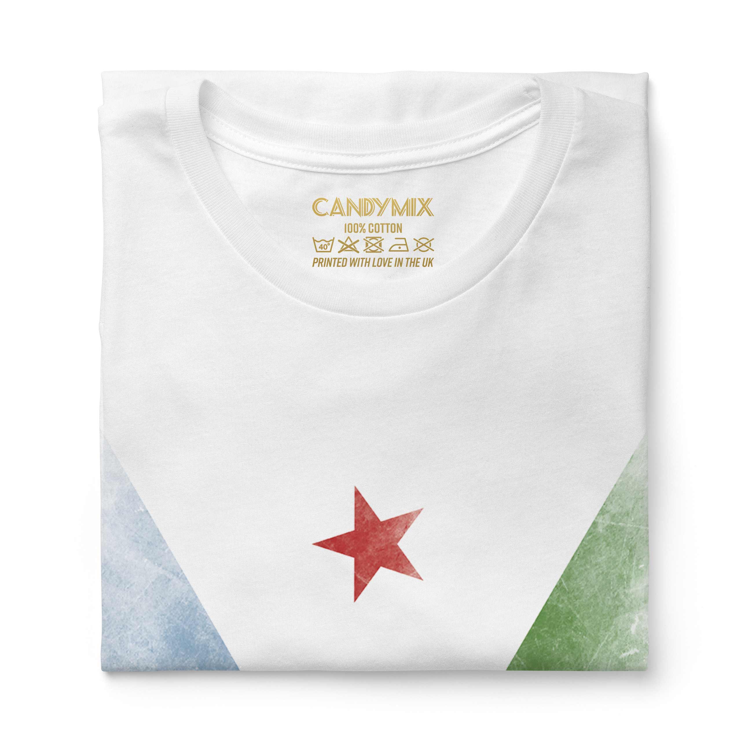 DJIBOUTI FADED FLAG LADIES T-SHIRT TEE TOP JIBUTI DJIBOUTIAN DJIBOUTI SHIRT