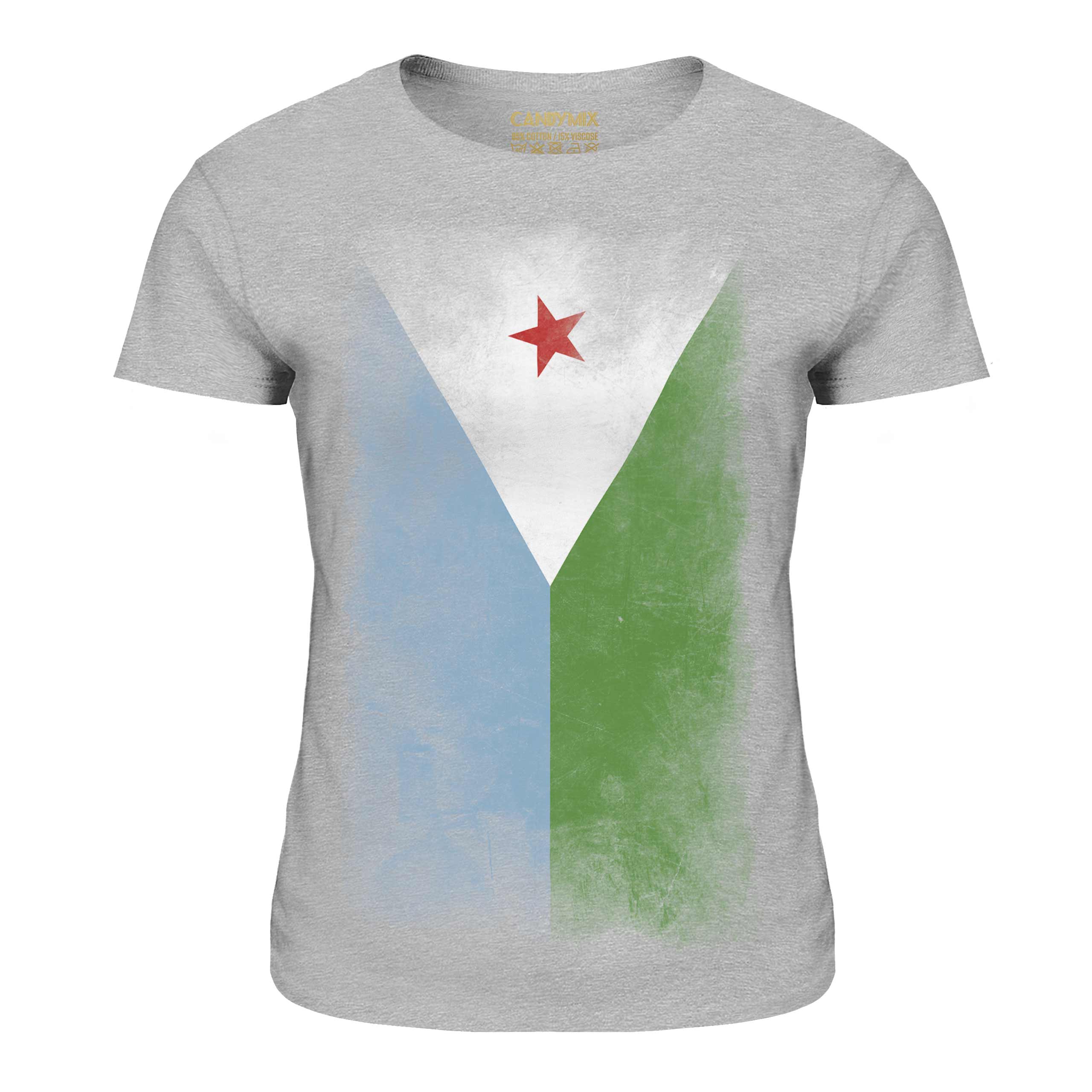 DJIBOUTI FADED FLAG LADIES T-SHIRT TEE TOP JIBUTI DJIBOUTIAN DJIBOUTI SHIRT