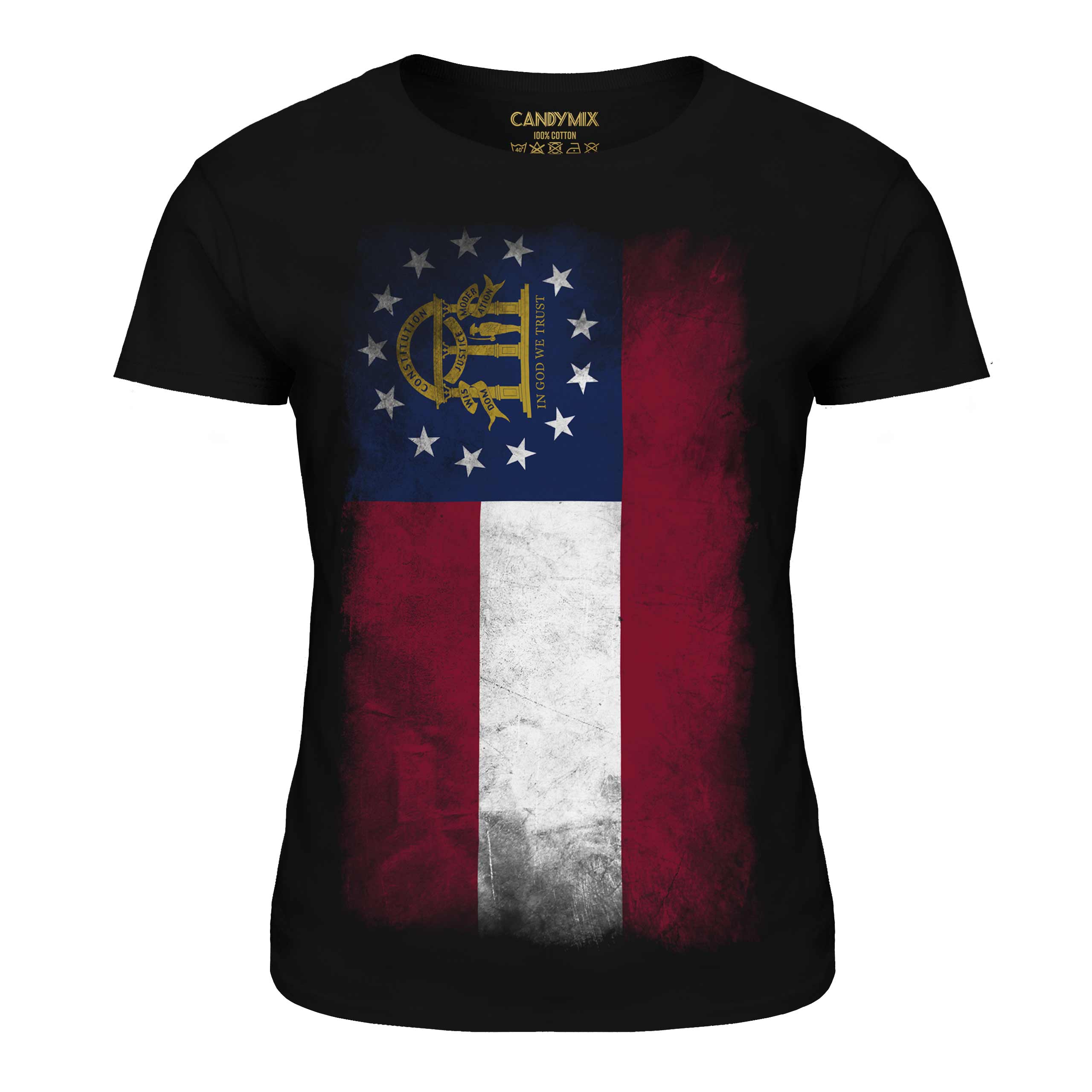 GEORGIA STATE FADED FLAG LADIES T-SHIRT TEE TOP GEORGIAN SHIRT JERSEY GIFT - Picture 8 of 21
