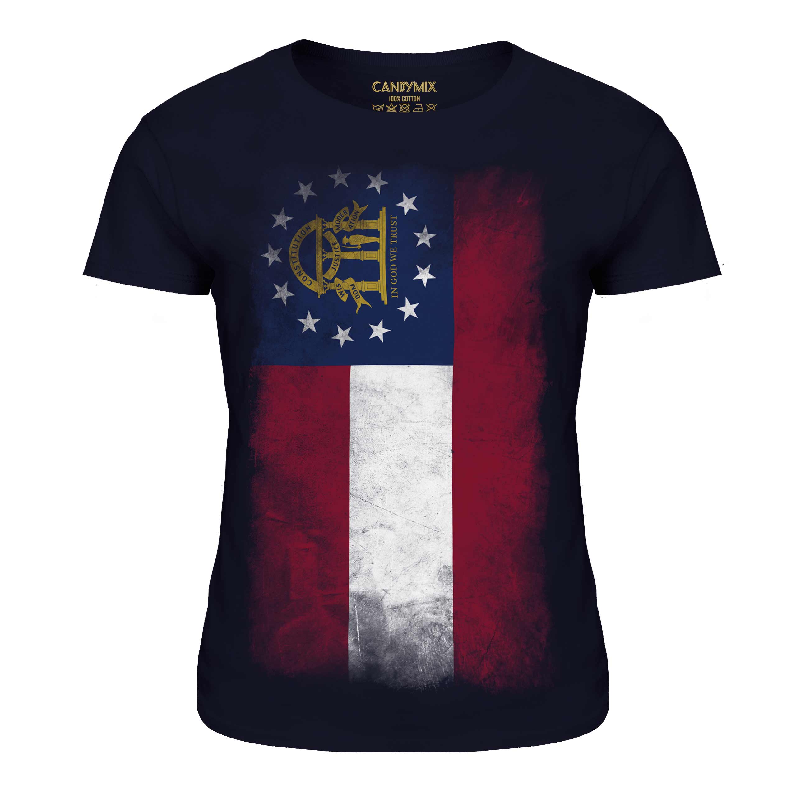 GEORGIA STATE FADED FLAG LADIES T-SHIRT TEE TOP GEORGIAN SHIRT JERSEY GIFT - Picture 18 of 21