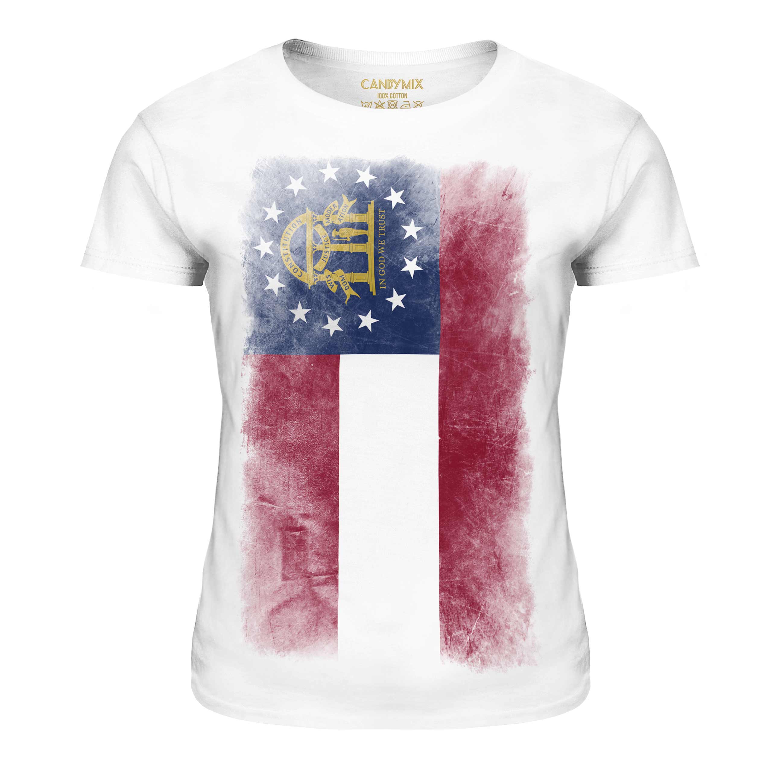 GEORGIA STATE FADED FLAG LADIES T-SHIRT TEE TOP GEORGIAN SHIRT JERSEY GIFT - Picture 3 of 21