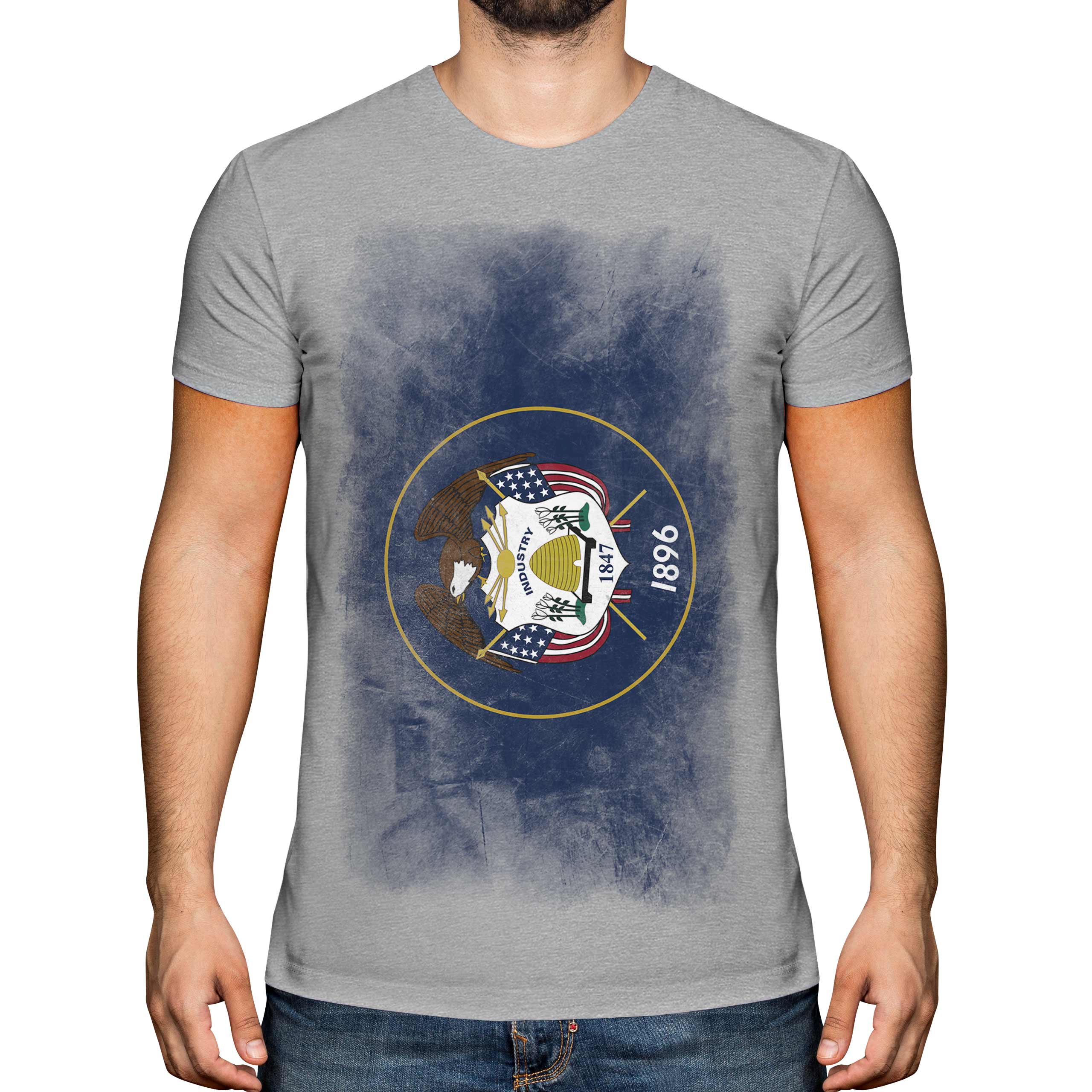UTAH STATE FADED FLAG HERREN T-SHIRT TEE TOP UTAHN SHIRT JERSEY GESCHENK - Bild 12 von 21