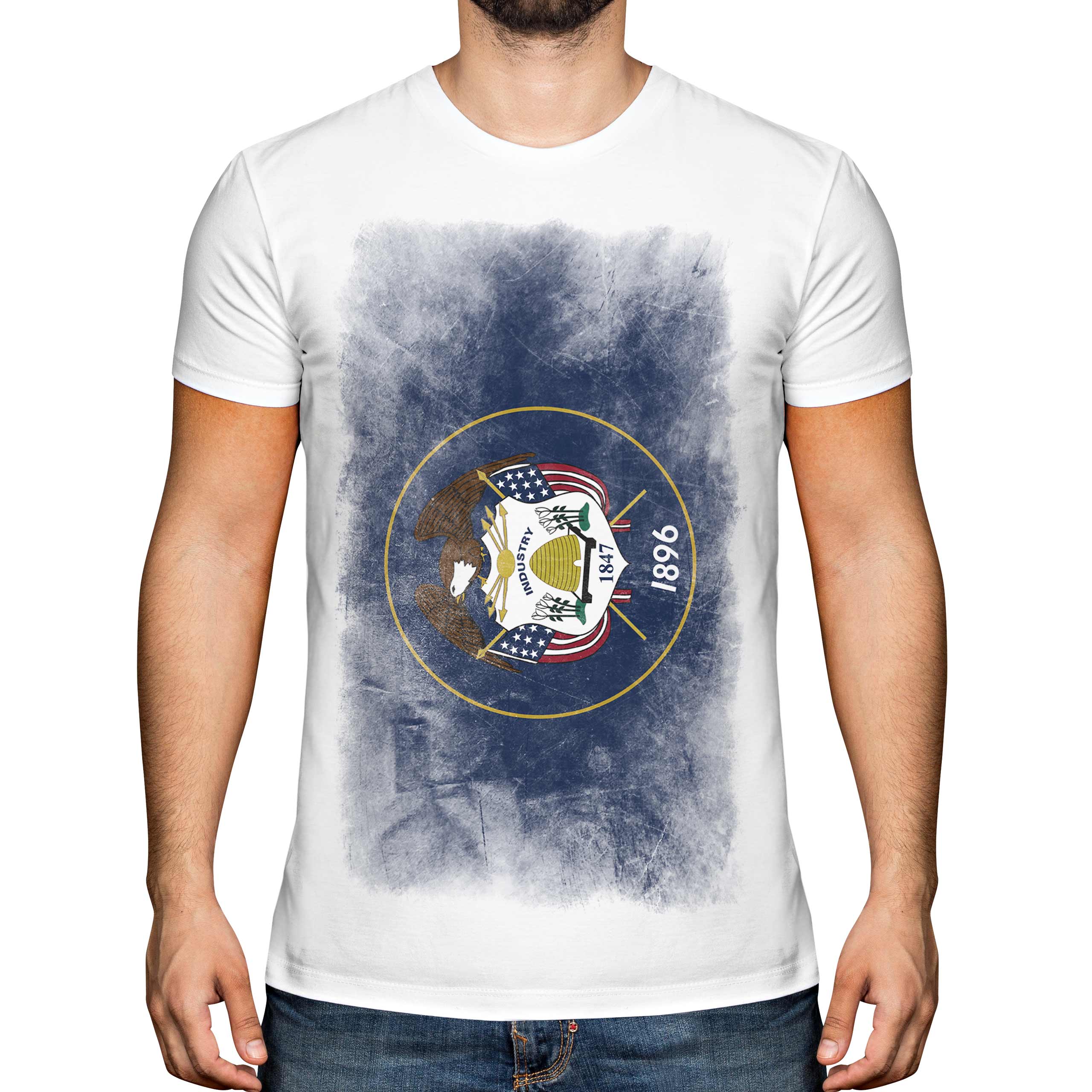 UTAH STATE FADED FLAG HERREN T-SHIRT TEE TOP UTAHN SHIRT JERSEY GESCHENK - Bild 2 von 21