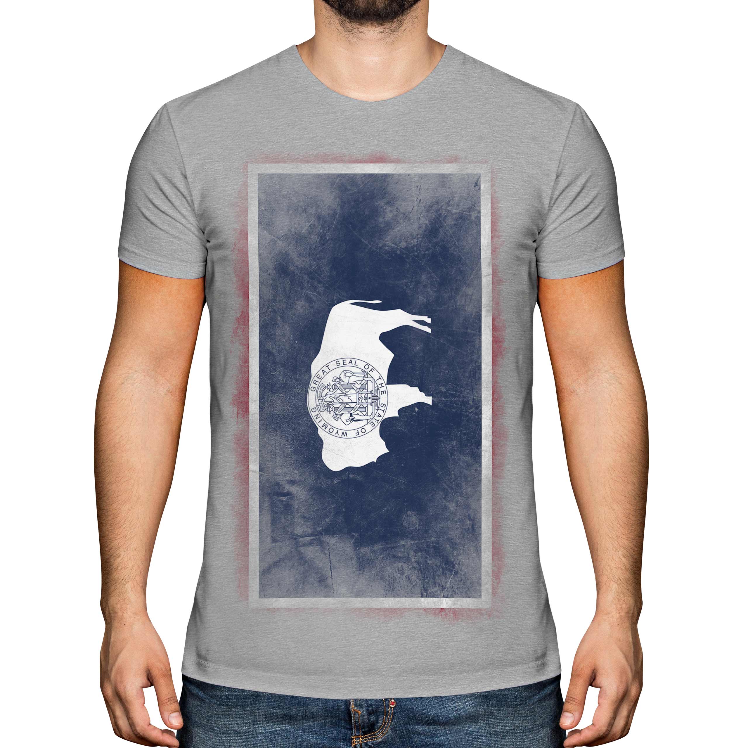 WYOMING STATE FADED FLAG MENS T-SHIRT TEE TOP WYOMINGITE SHIRT JERSEY GIFT - Picture 12 of 21