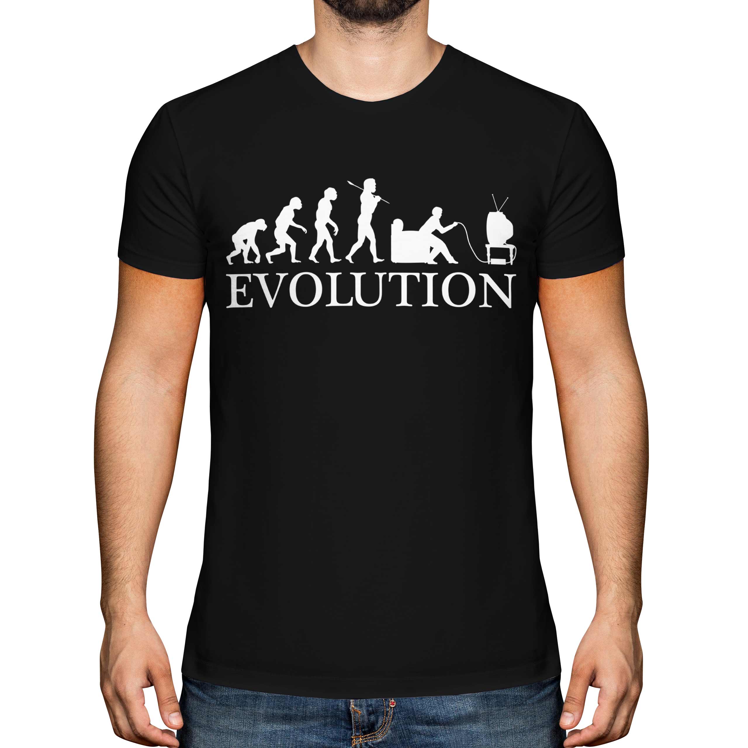 T-shirt Kiwistar Uomo Con Stampa Computer Gamer Evolution, Cotone 100%, Girocollo, Taglia M