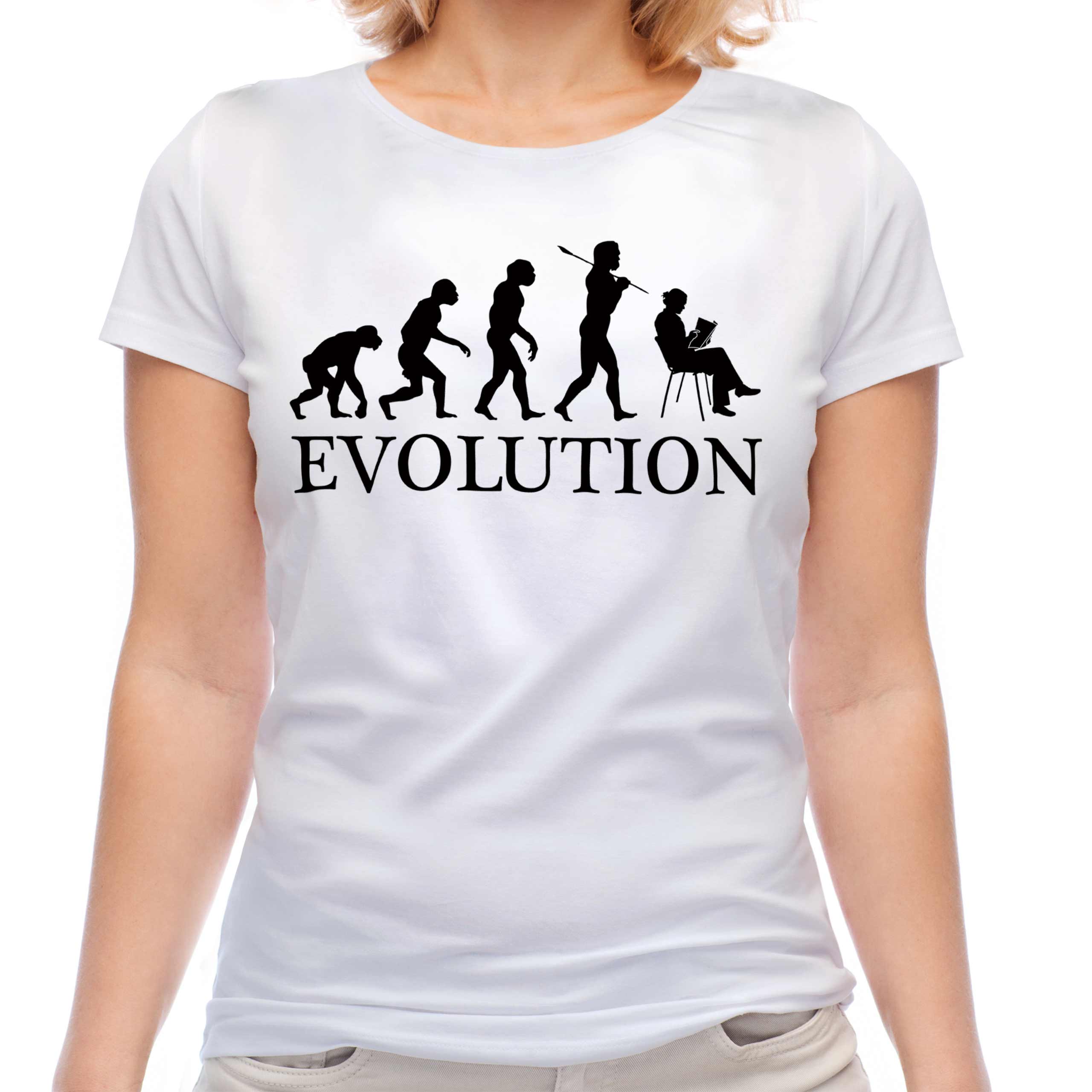 READING FEMALE EVOLUTION LADIES T-SHIRT TEE TOP GIFT GLASSES LAMP