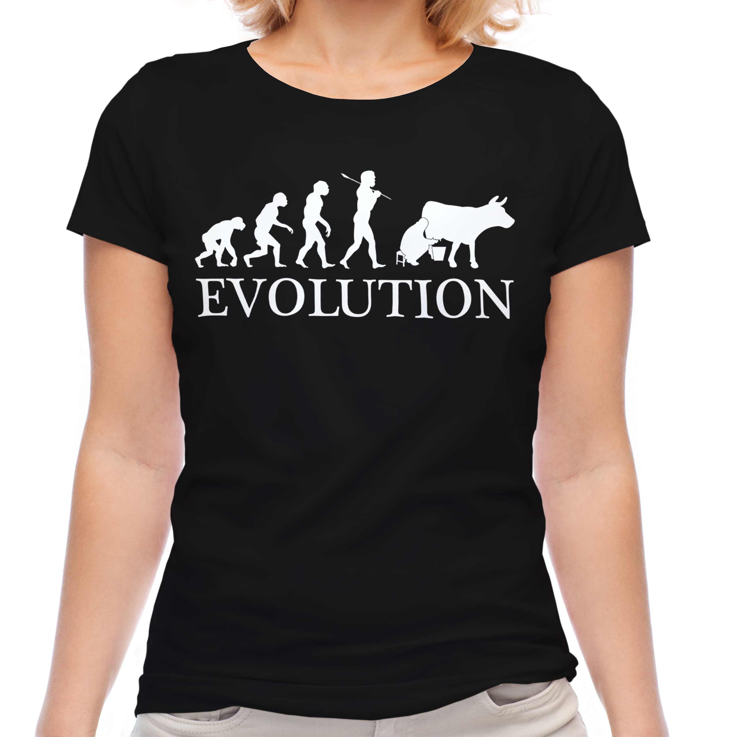 COW FARMER EVOLUTION LADIES T-SHIRT TEE TOP GIFT GIFT S MILKING - Picture 7 of 21