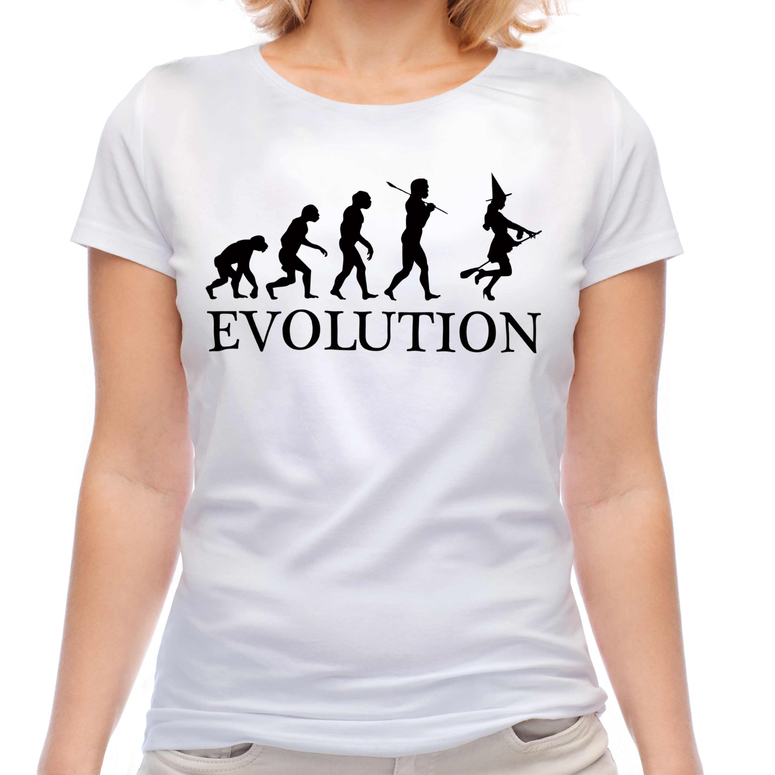 WITCH EVOLUTION LADIES T-SHIRT TEE TOP GIFT COSTUME HALLOWEEN