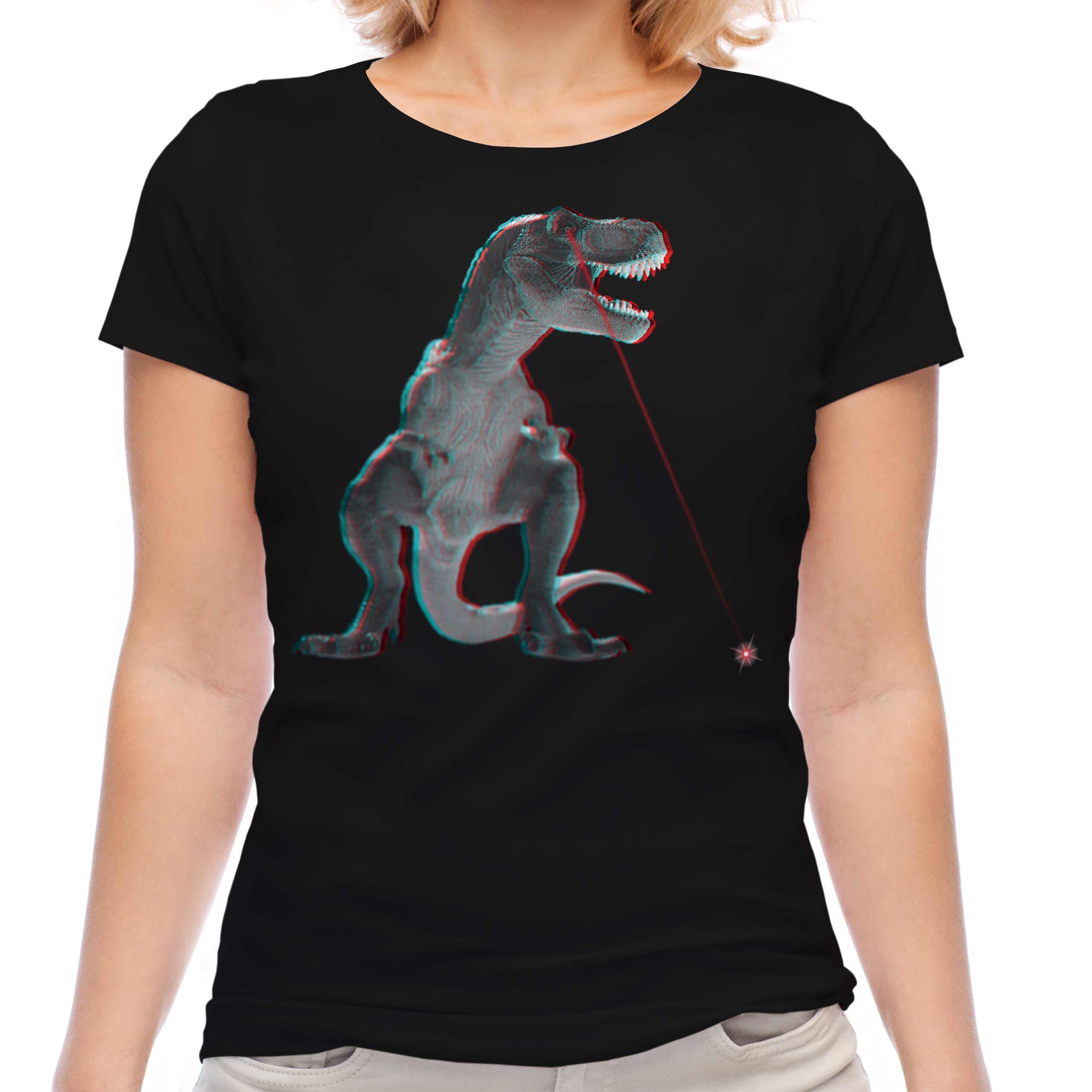 T-REX LASER 3D LADIES T-SHIRT TEE TOP GIFT DINOSAUR SCIENCE FICTION - Picture 7 of 21