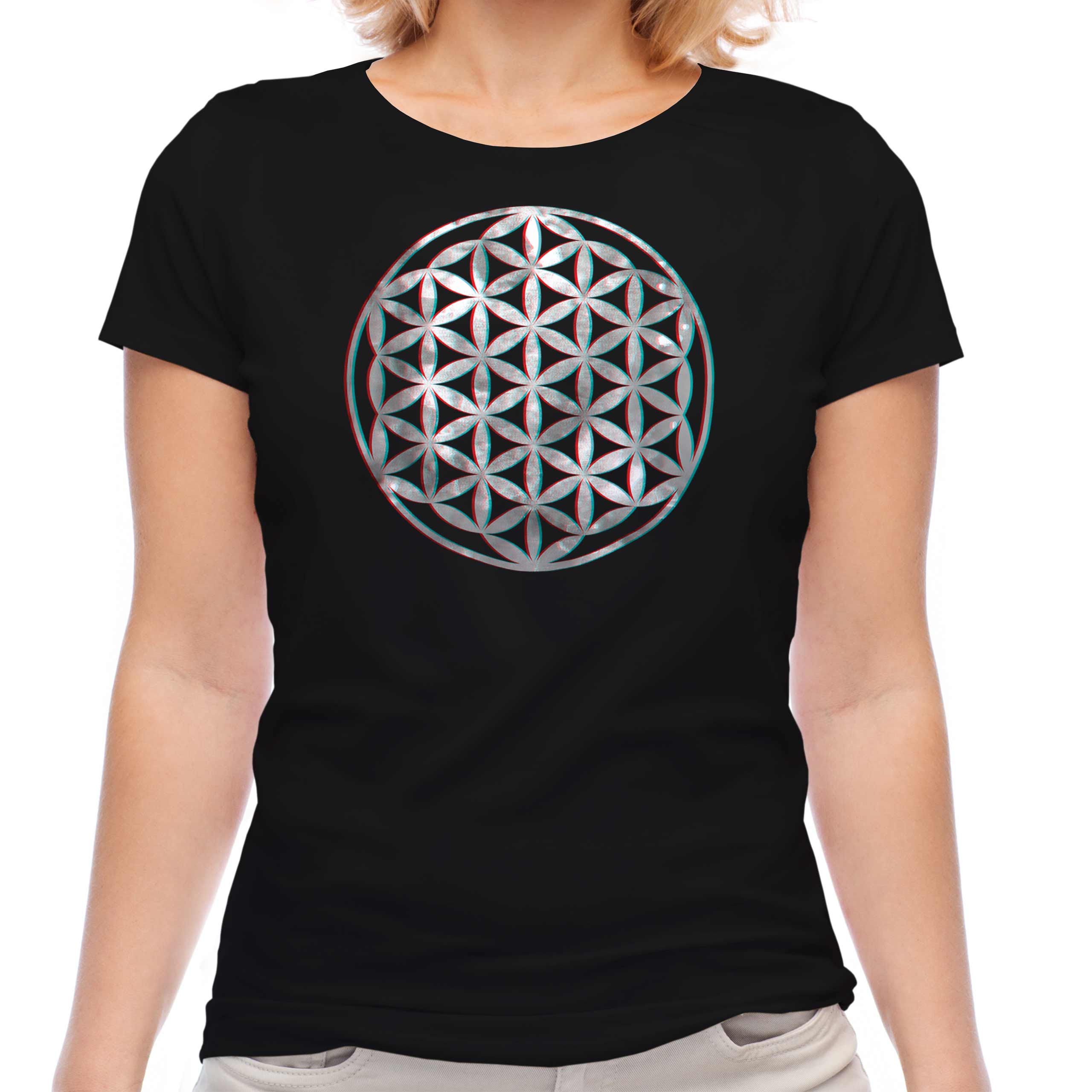 FLOWER OF LIFE 3D LADIES T-SHIRT TEE TOP GIFT SYMBOL PAGAN