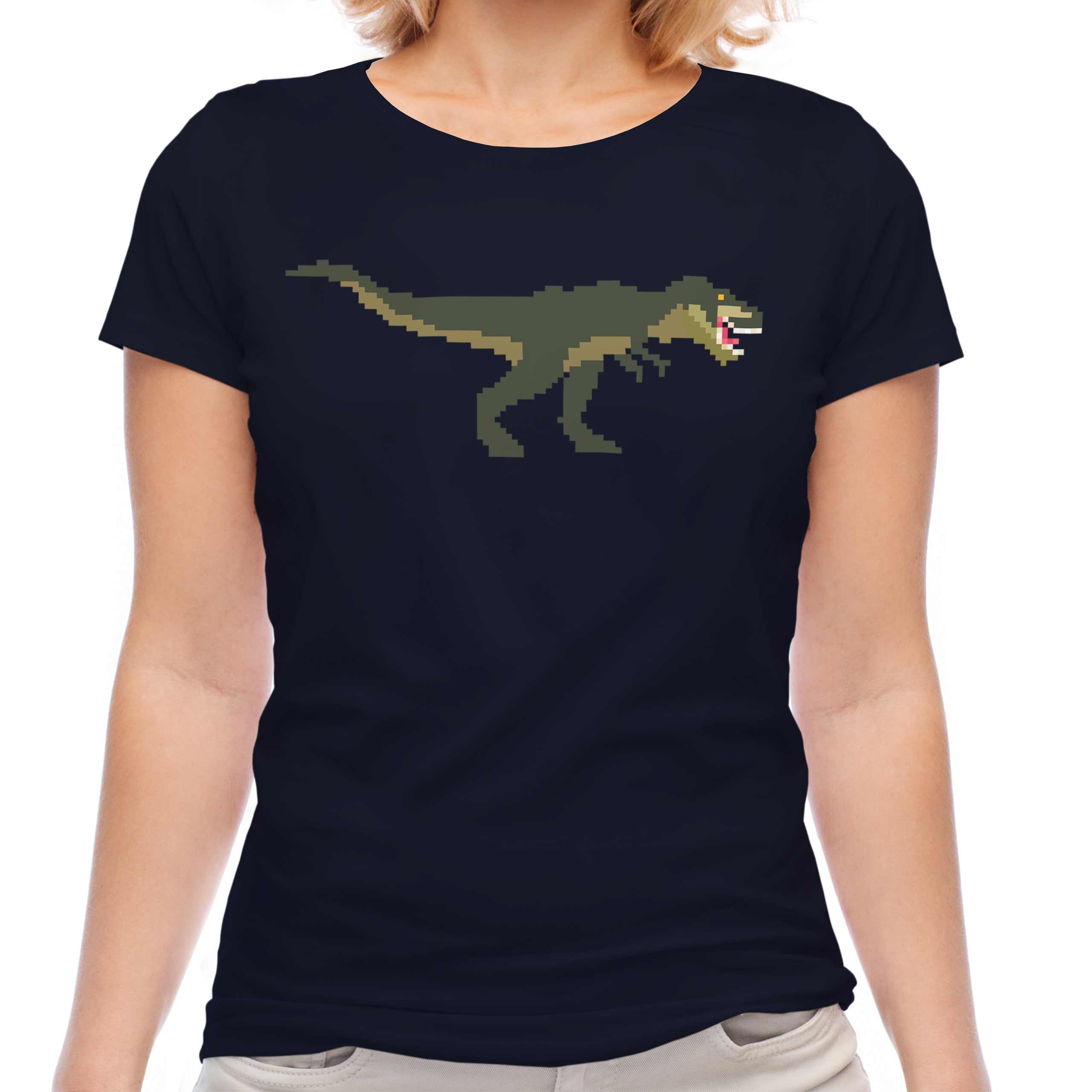 16 BIT T REX LADIES T-SHIRT TEE TOP GIFT RETRO DINOSAUR - Picture 17 of 21